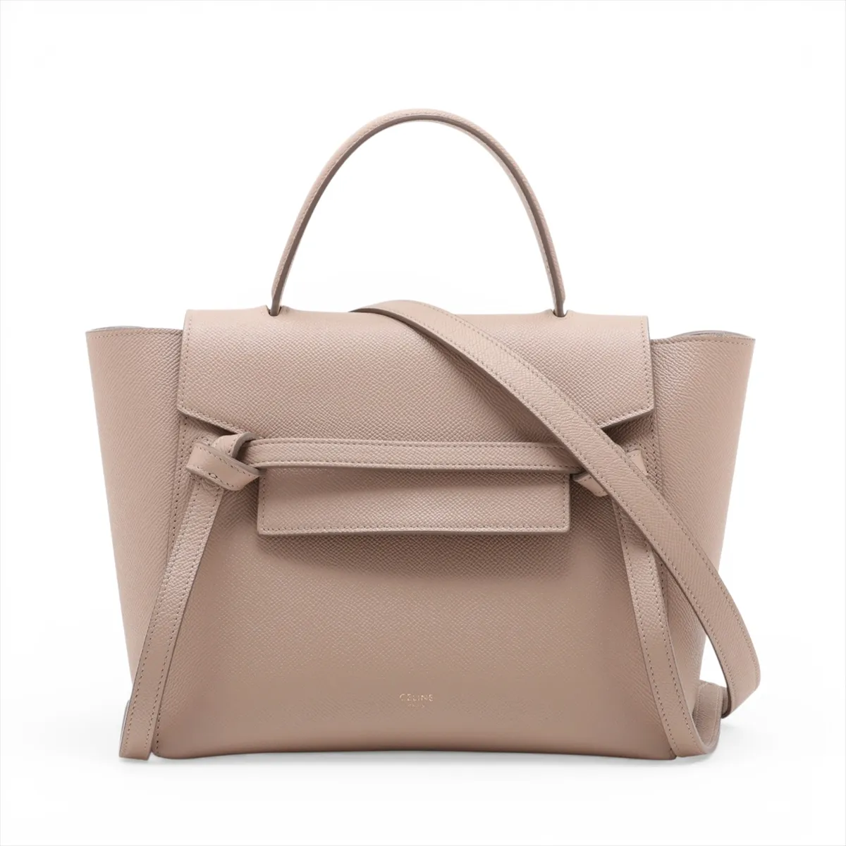 Belt Bag Micro Leather 2-Way Handbag Beige