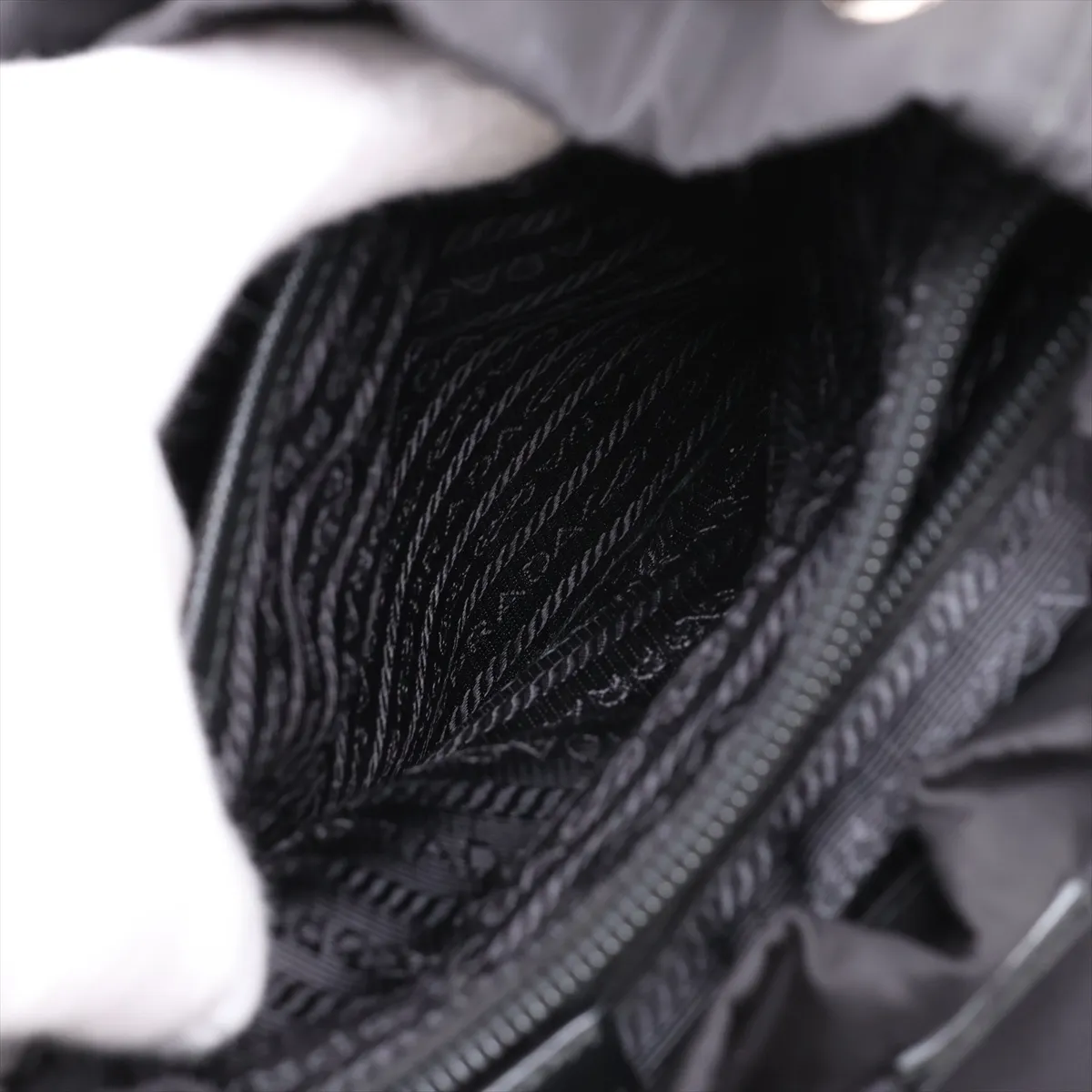 Tessuto Nylon x Leather Backpack/Rucksack, Black 1BZ677 — view 9