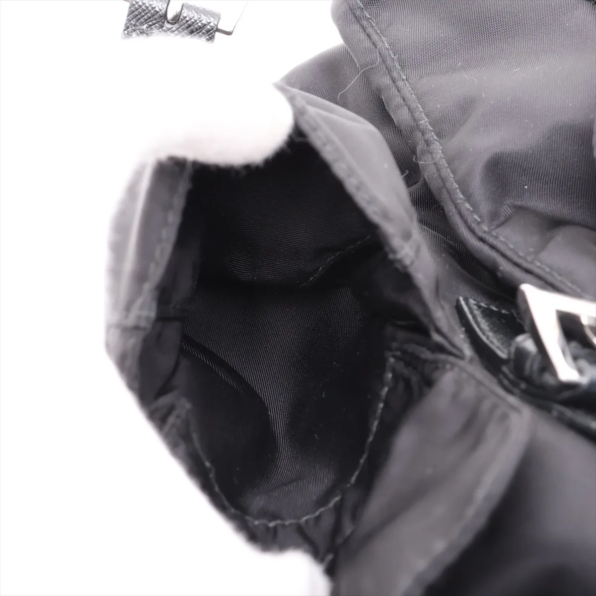 Tessuto Nylon x Leather Backpack/Rucksack, Black 1BZ677 — view 10