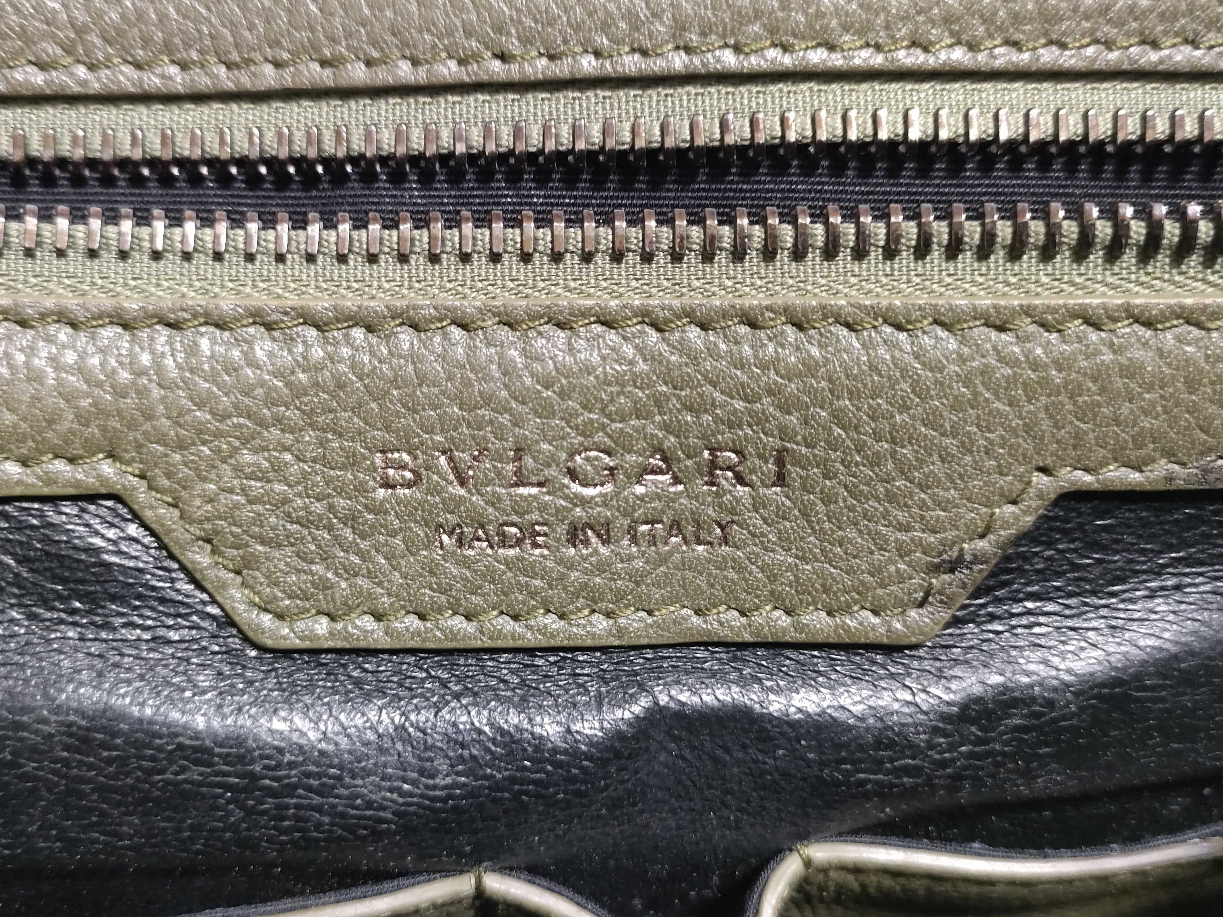 Bulgari Leather Messenger Bag Khaki Shoulder Bag — view 12