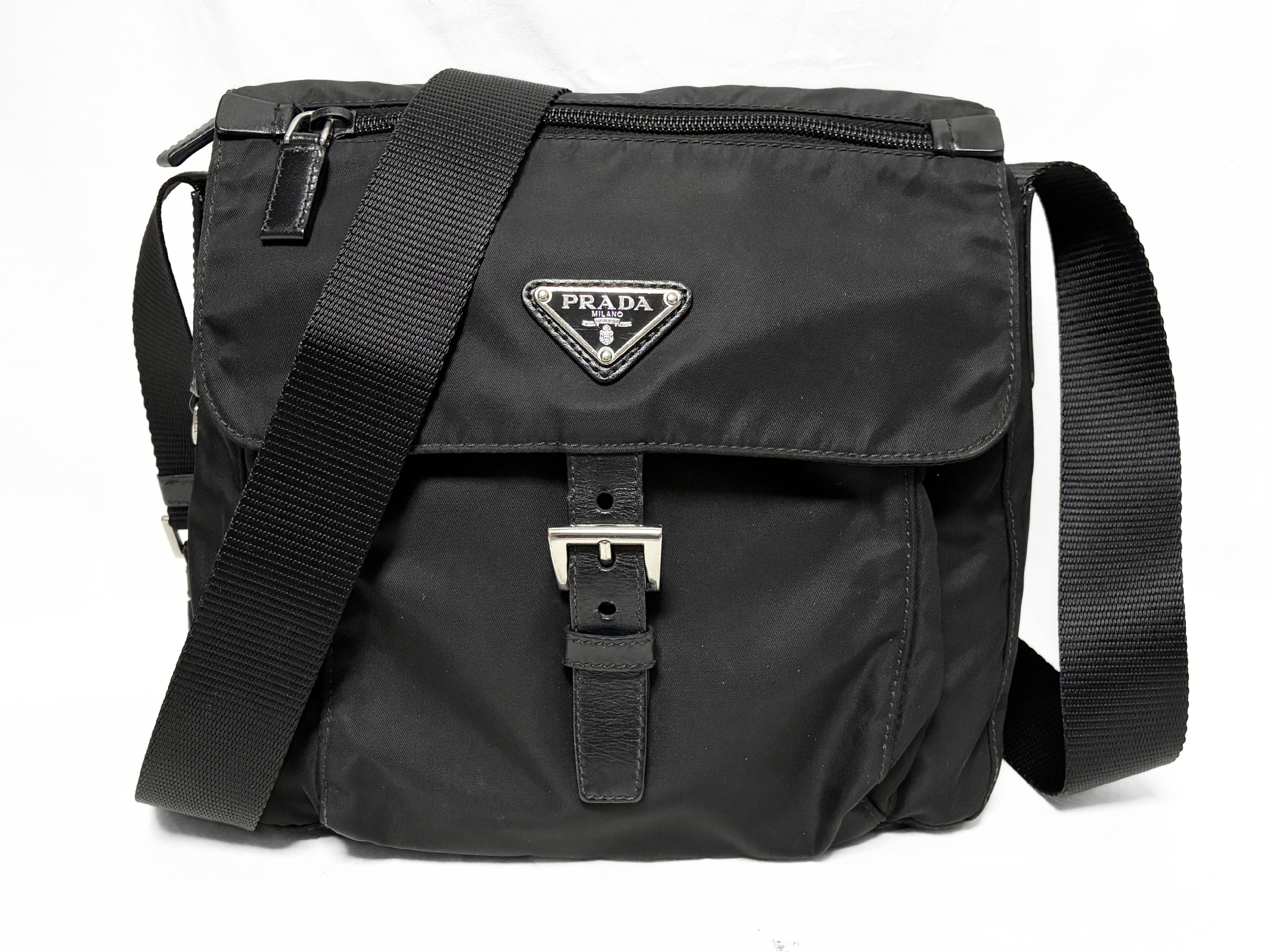 Tessuto Nylon Shoulder Bag, Black