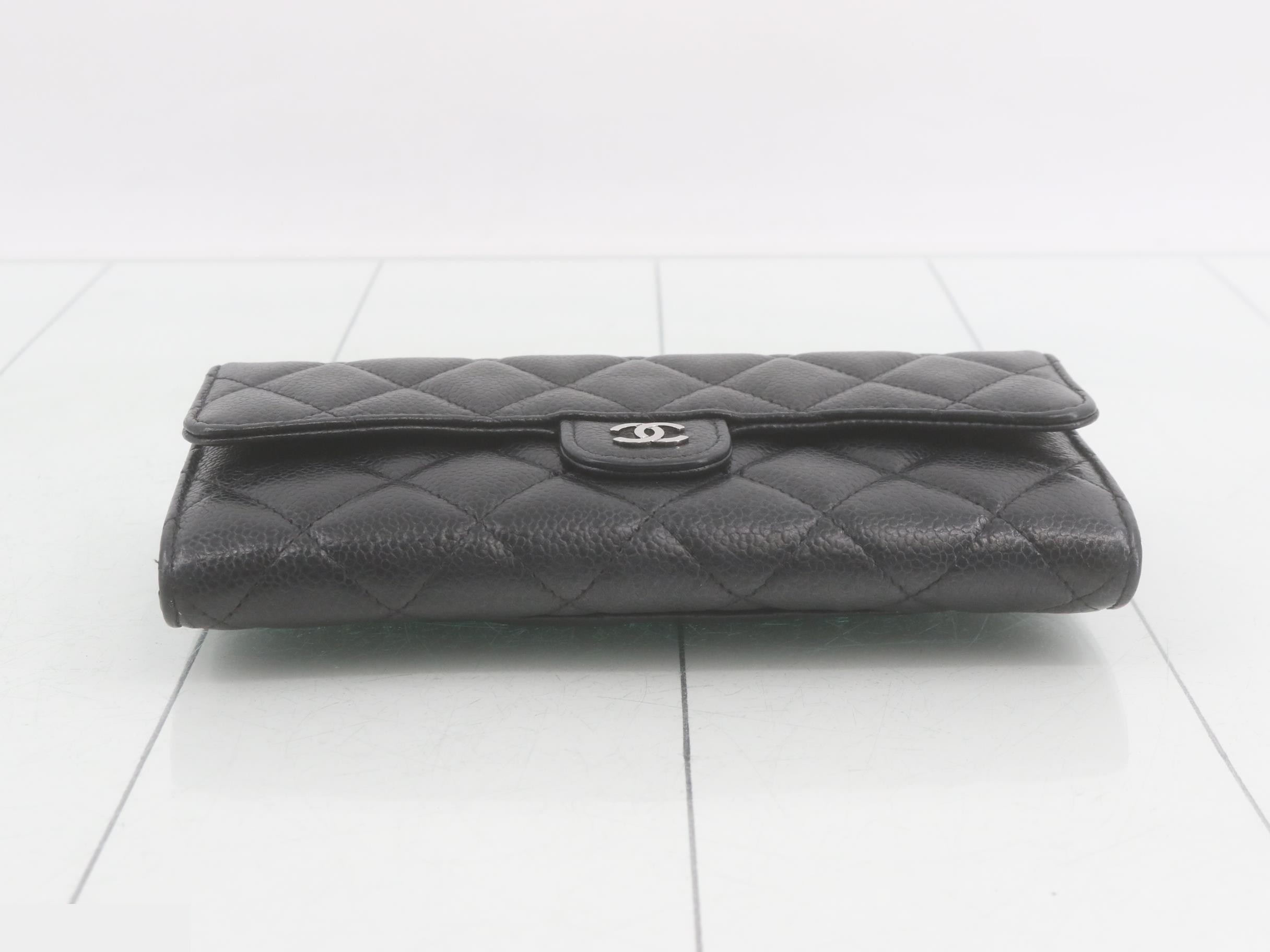 Matelassé Caviar Leather Long Wallet with Seal Card — view 3