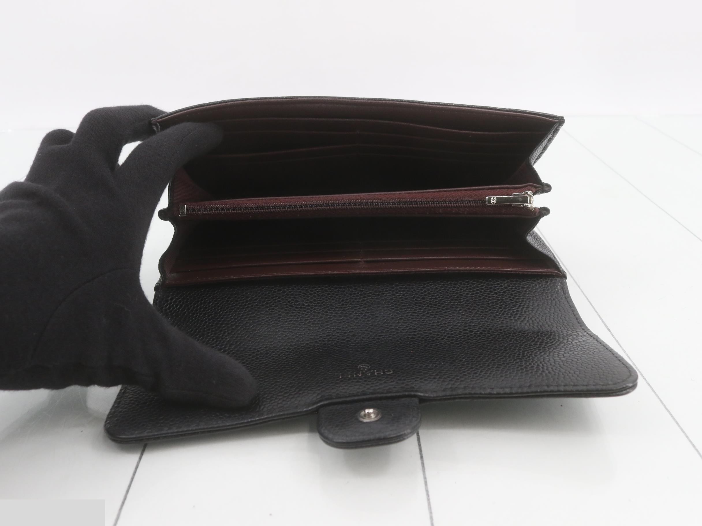 Matelassé Caviar Leather Long Wallet with Seal Card — view 4