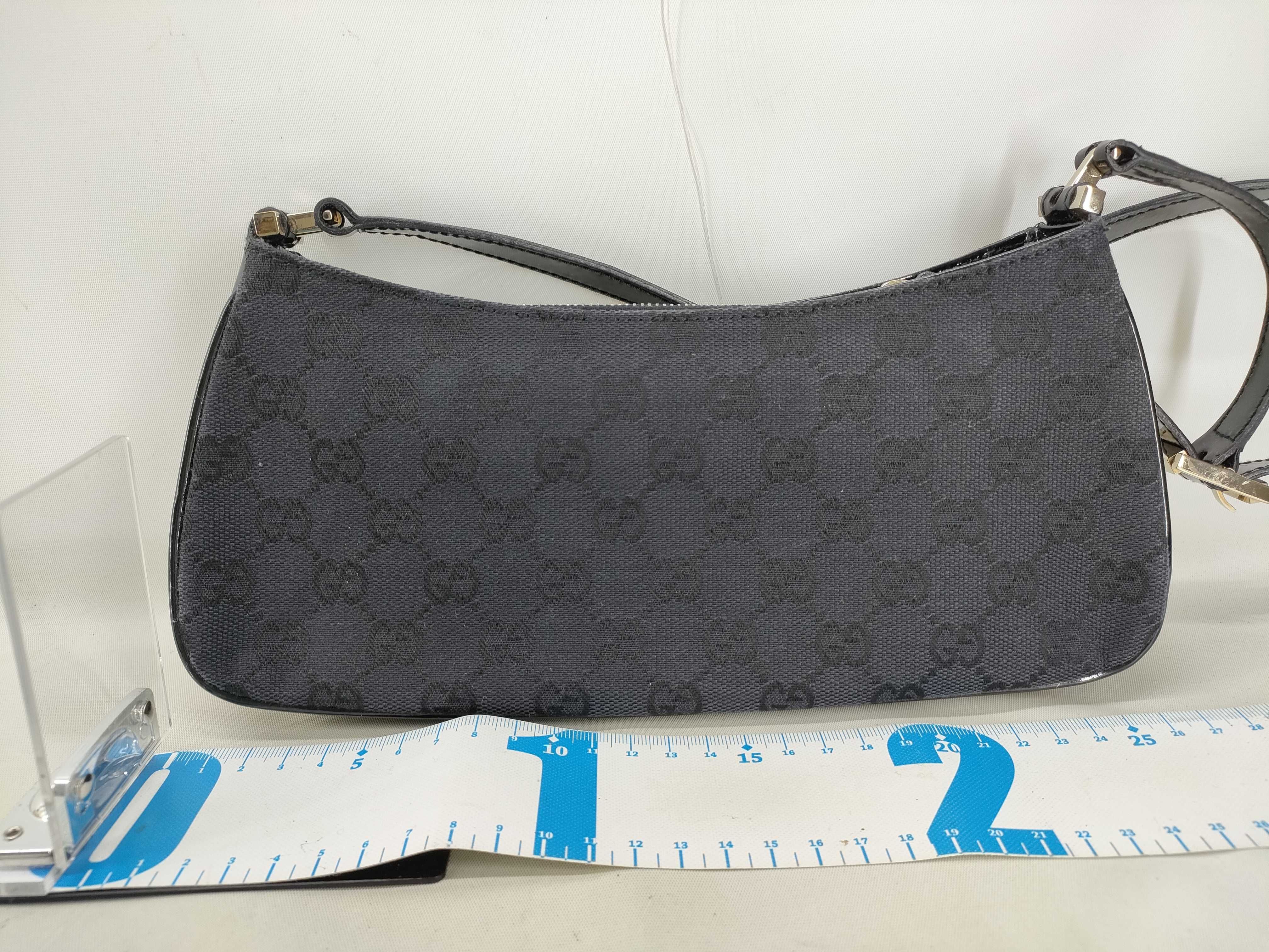 GG Canvas Handbag, Semi-Shoulder Bag, Black and Gold Shoulder Bag — view 2