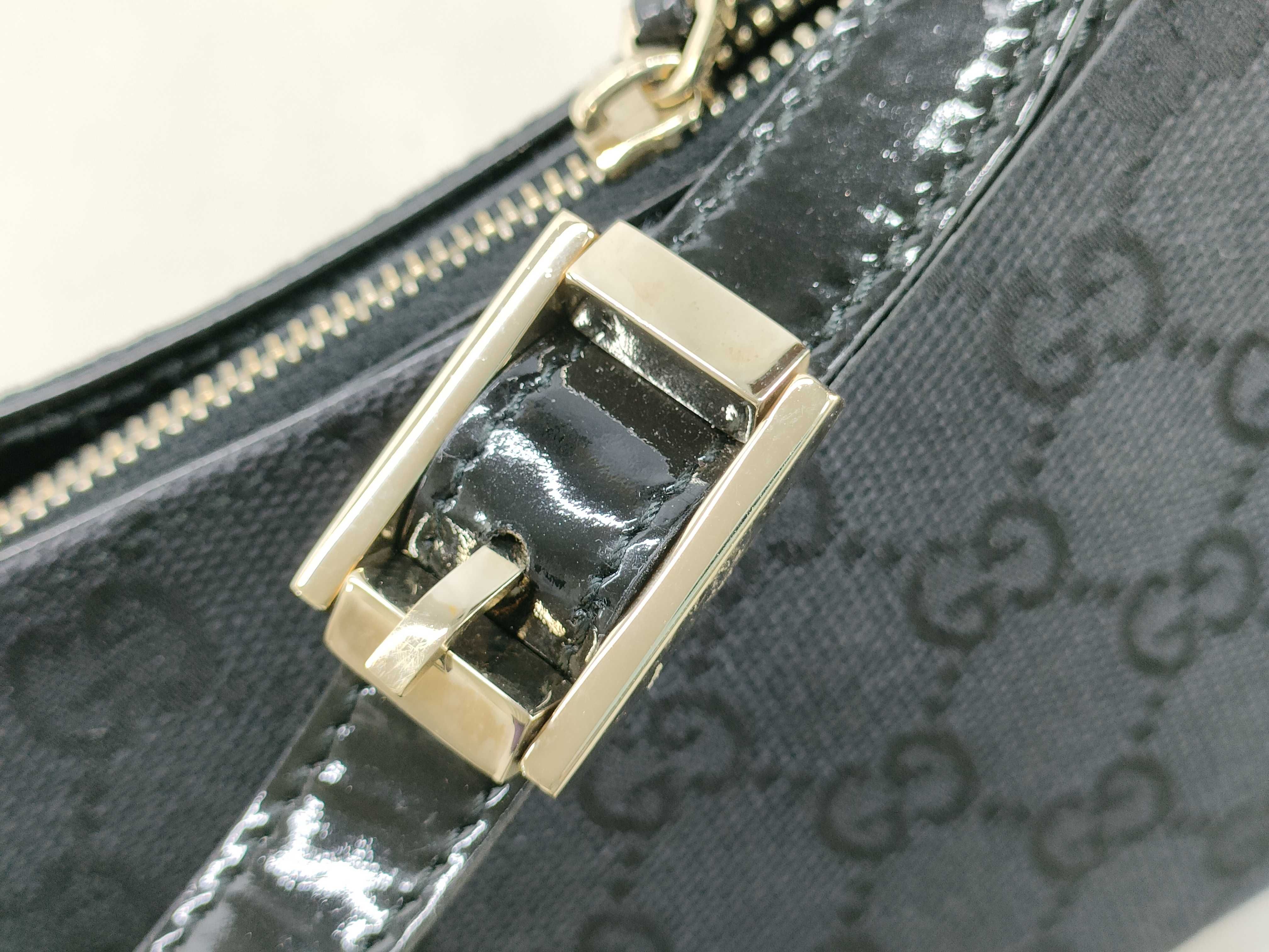 GG Canvas Handbag, Semi-Shoulder Bag, Black and Gold Shoulder Bag — view 15