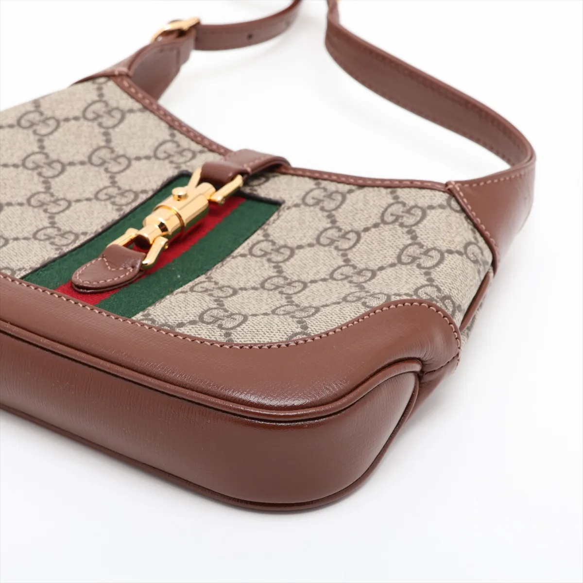 GG Supreme Jackie 1961 PVC x Leather Shoulder Bag, Brown, 637092 — view 3