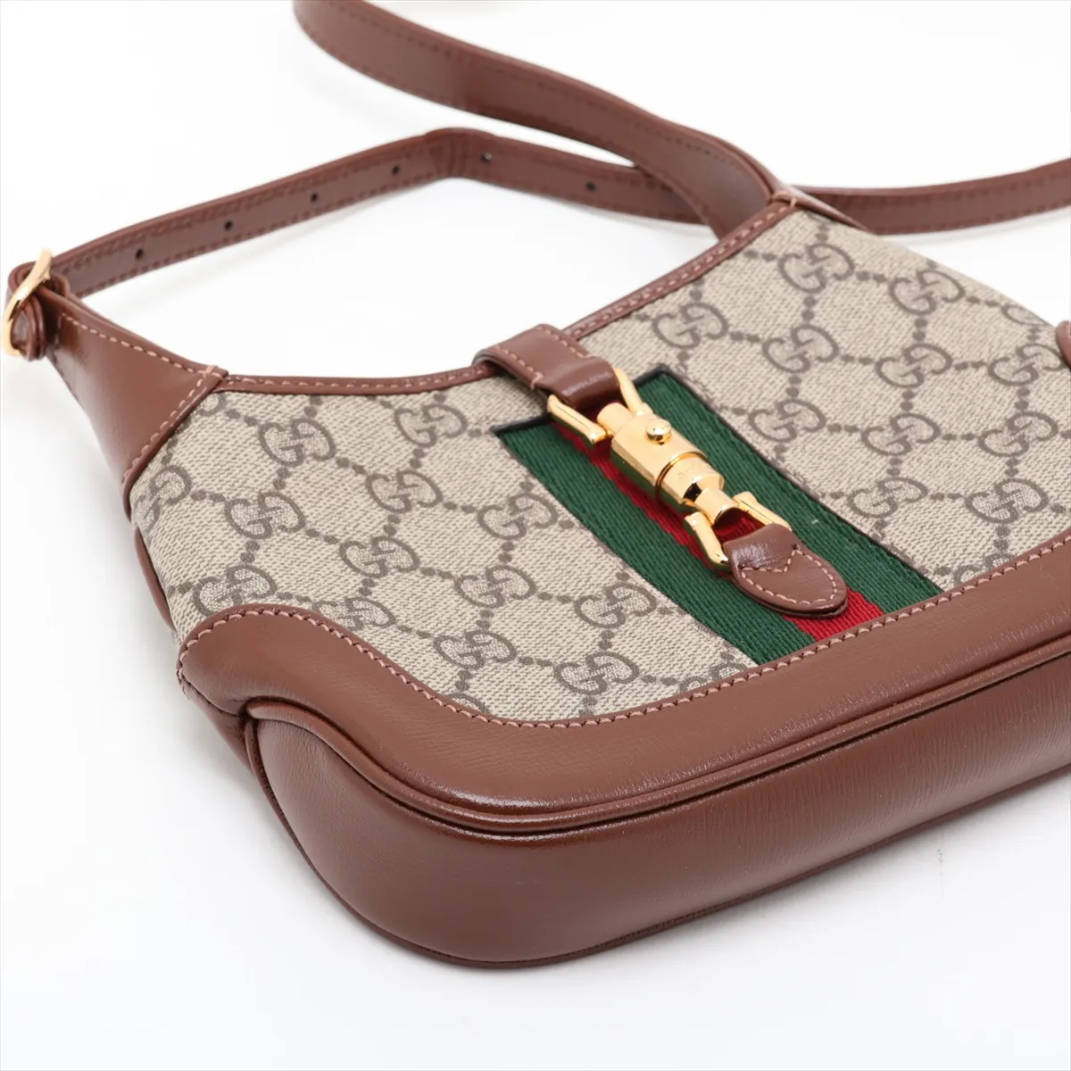 GG Supreme Jackie 1961 PVC x Leather Shoulder Bag, Brown, 637092 — view 4