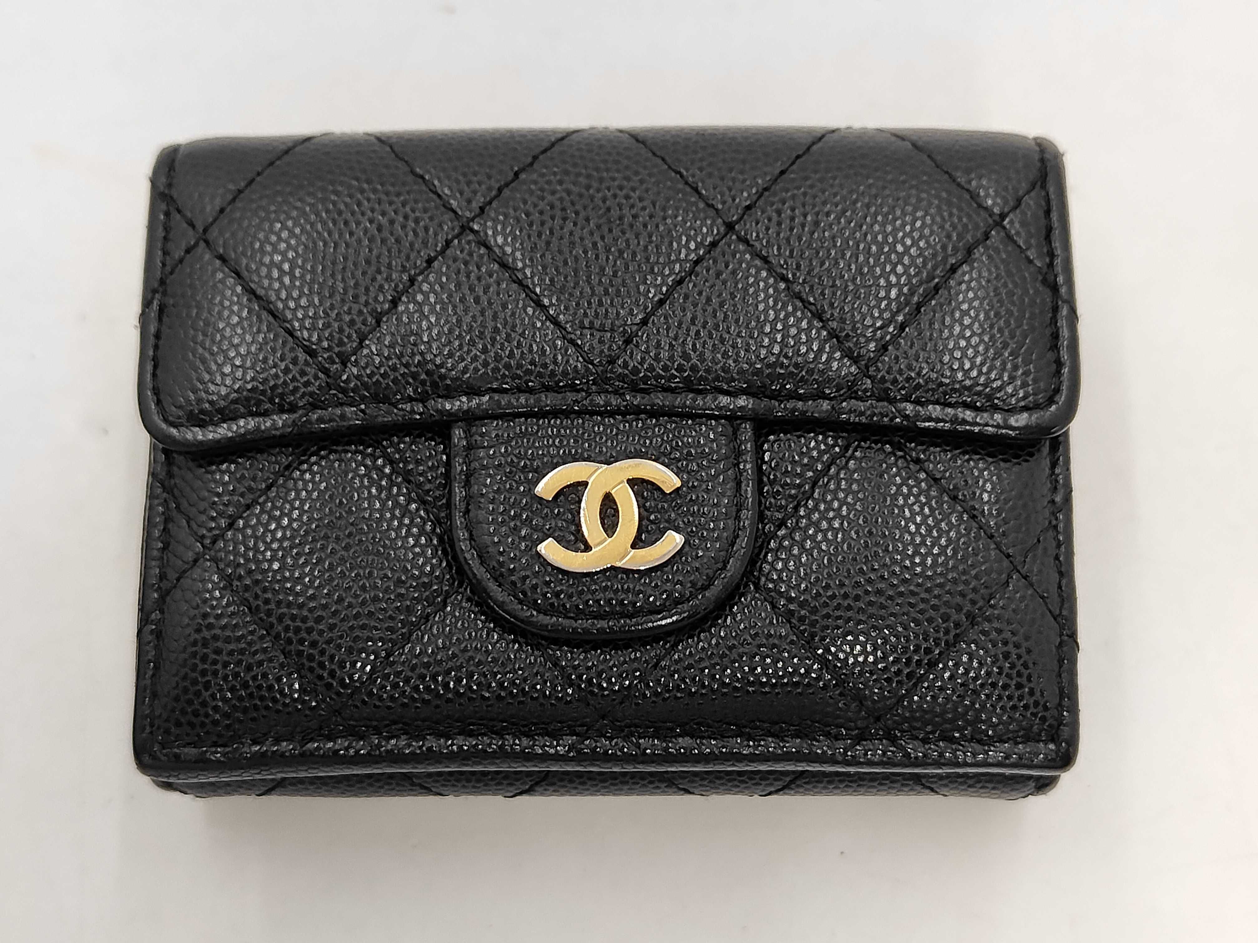 Compact Wallet Caviar Leather Wallet