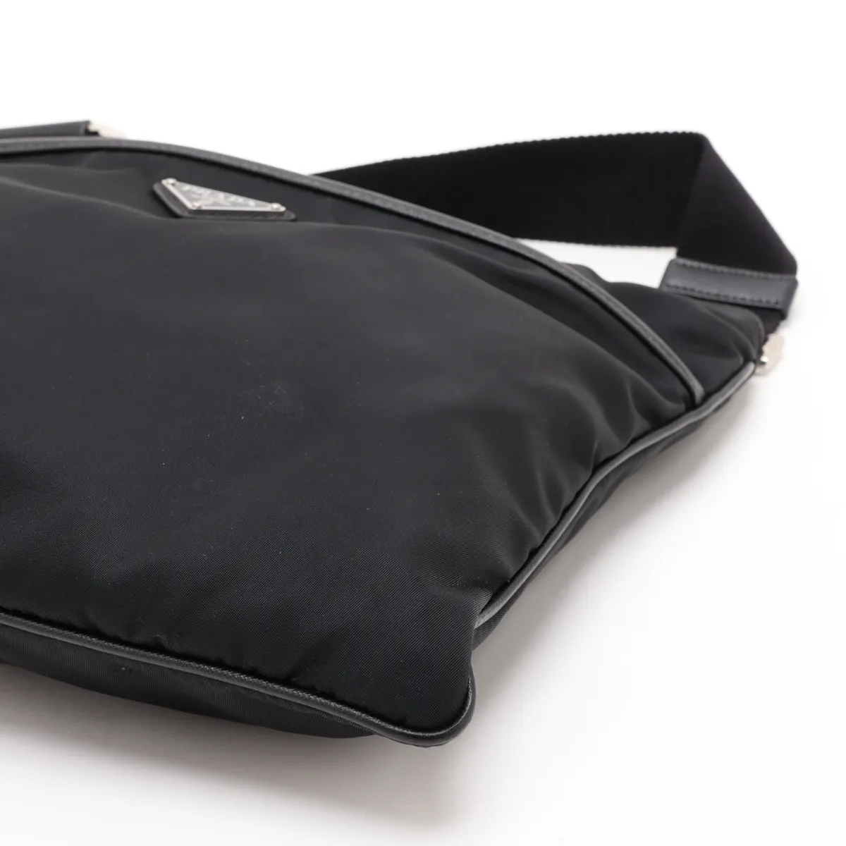 Tessuto Nylon x Leather Shoulder Bag, Black — view 3
