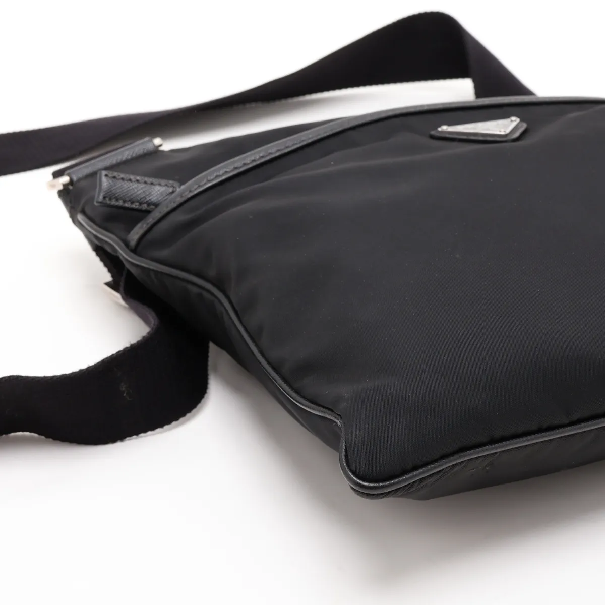 Tessuto Nylon x Leather Shoulder Bag, Black — view 4
