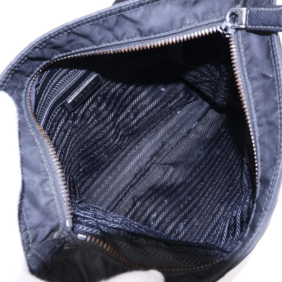 Tessuto Nylon x Leather Shoulder Bag, Black — view 6