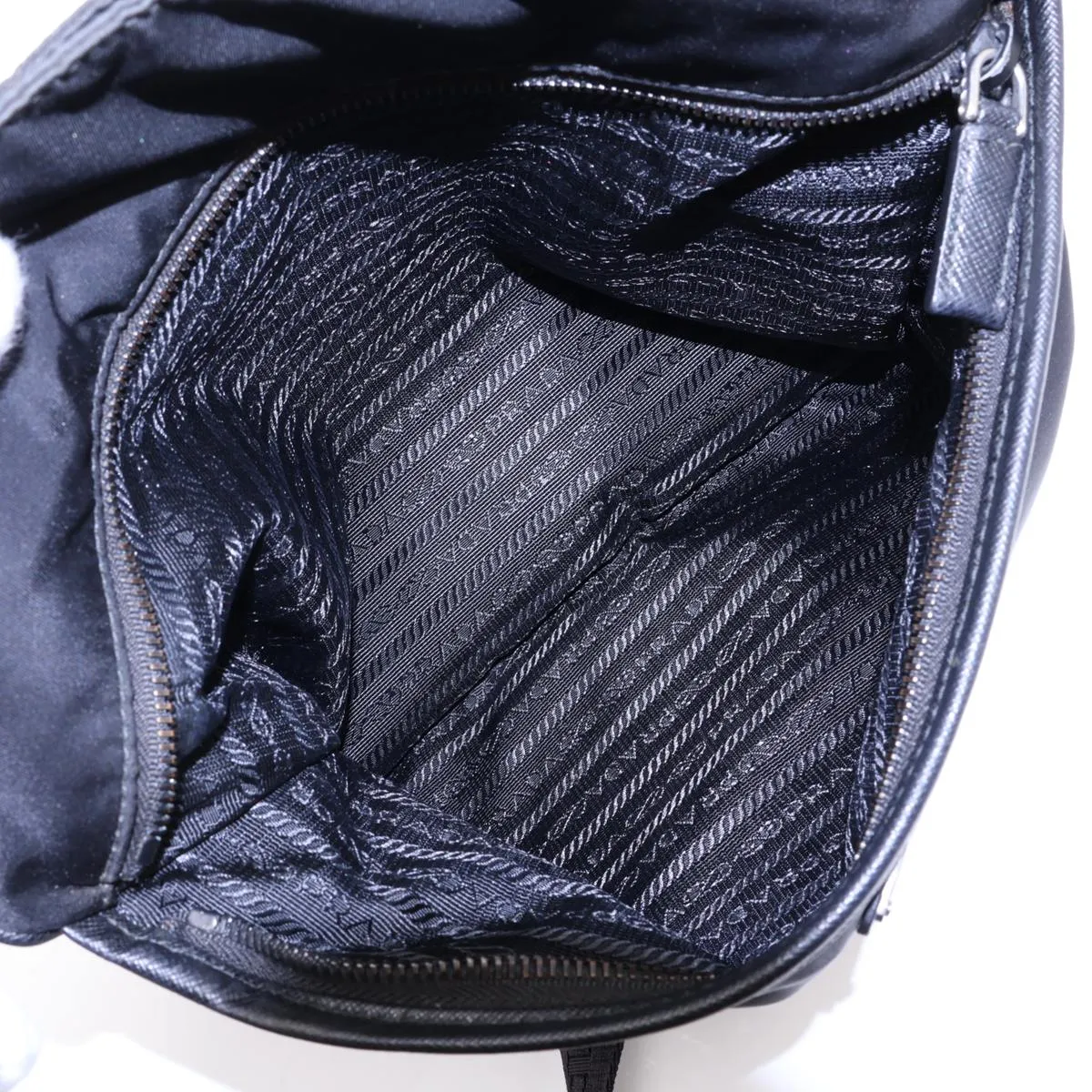 Tessuto Nylon x Leather Shoulder Bag, Black — view 8