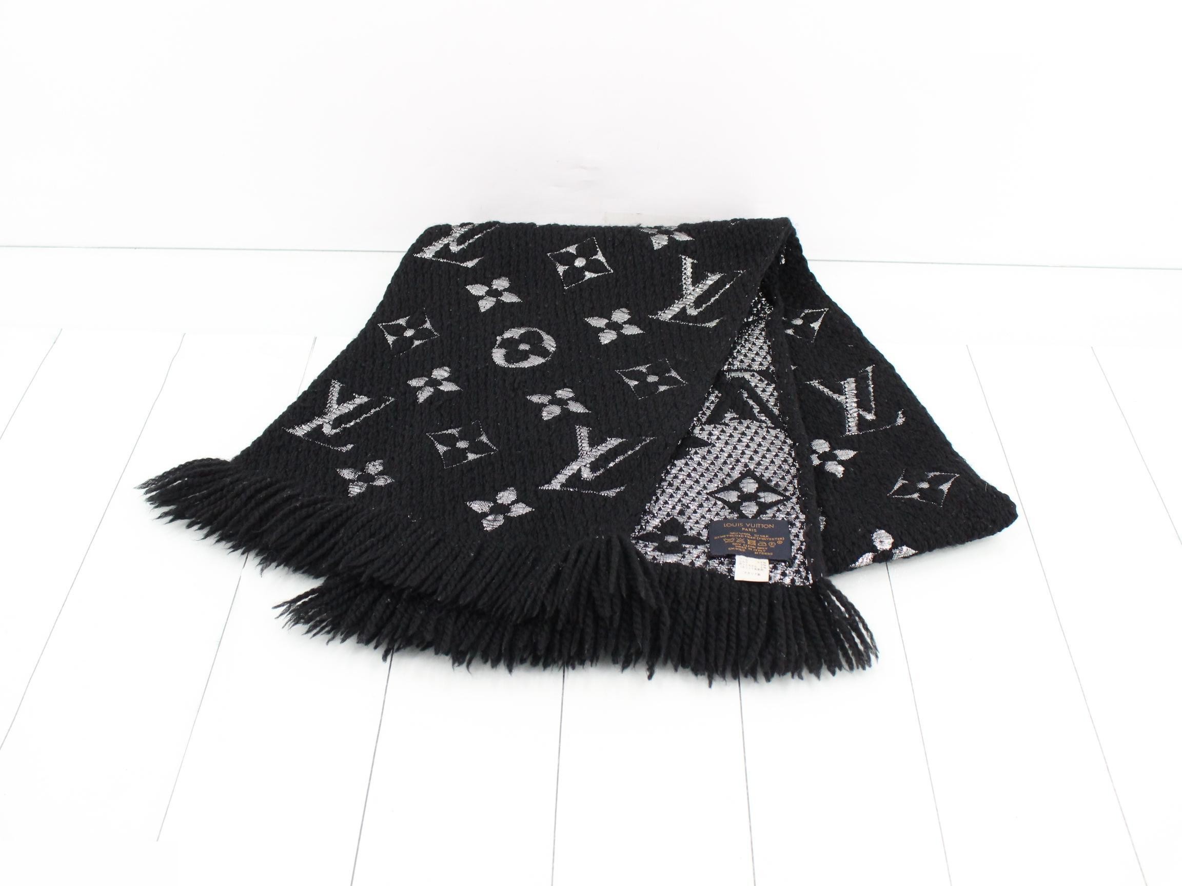 Logomania Long Scarf, Black x Silver, with domestic tag. — view 2