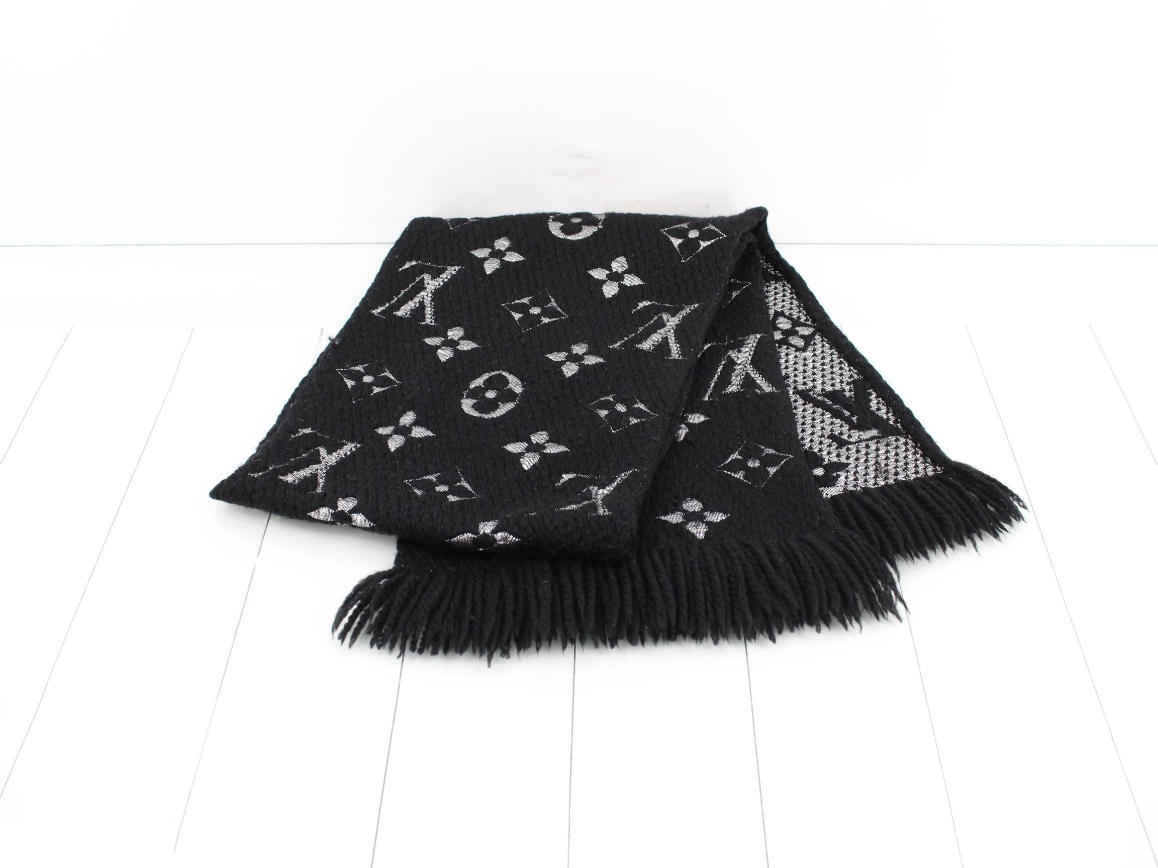 Logomania Long Scarf, Black x Silver, with domestic tag. — view 3