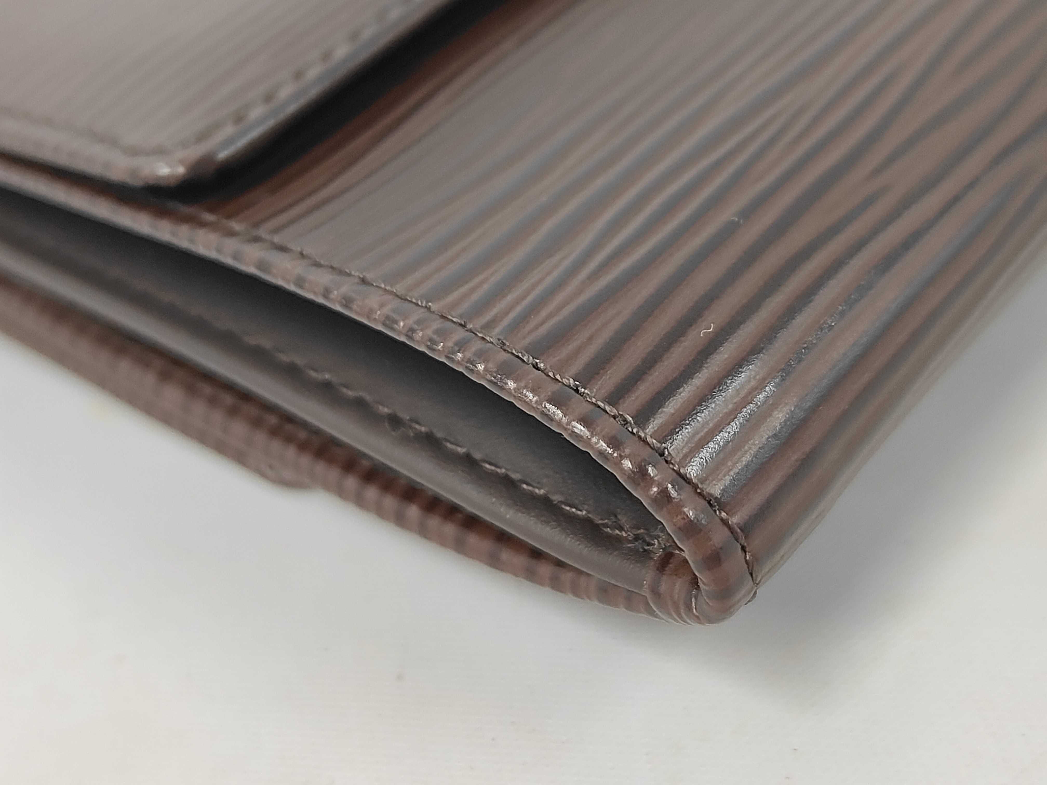 Epi Leather Double Snap Closure Brown Wallet — view 3