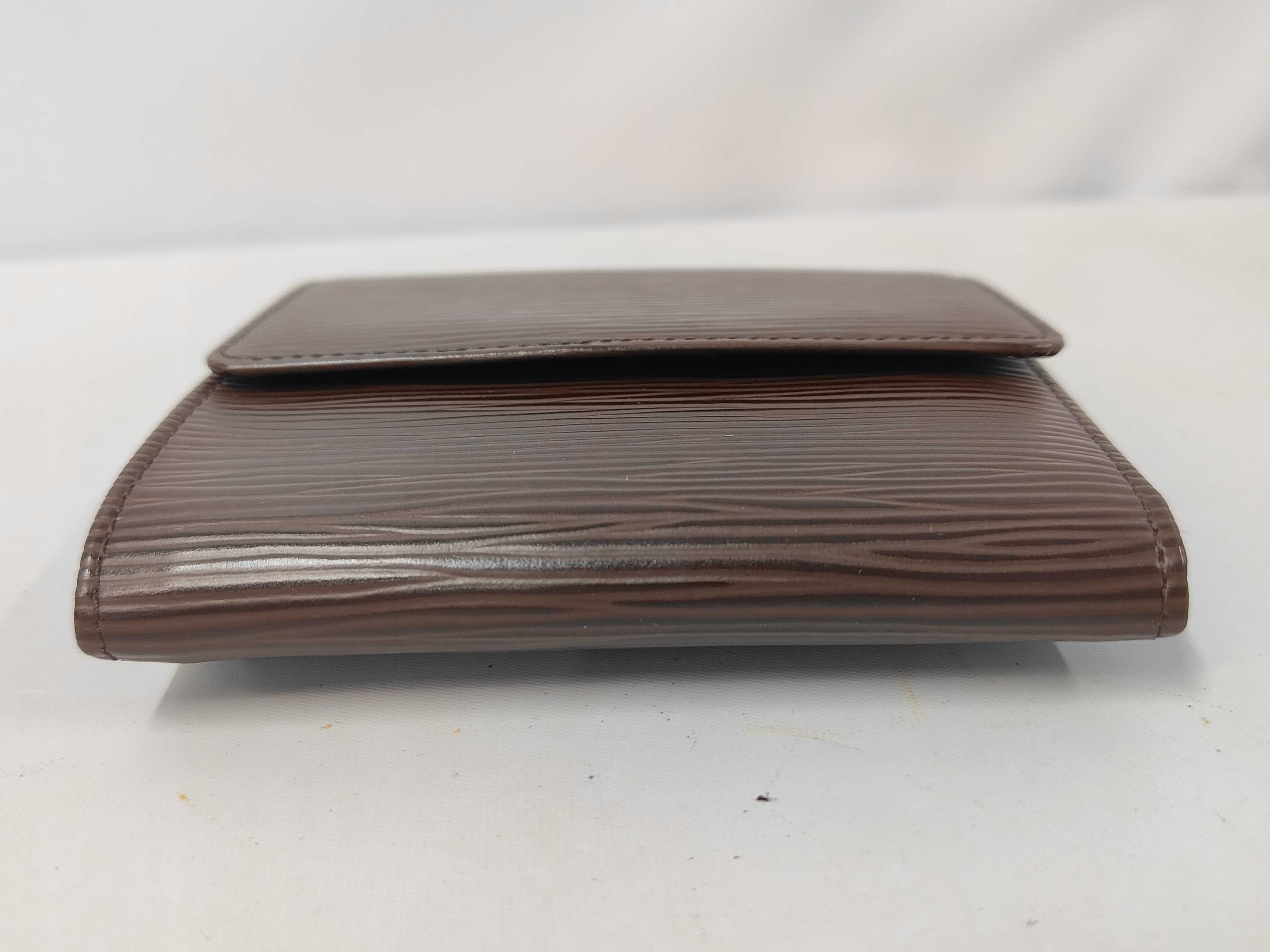 Epi Leather Double Snap Closure Brown Wallet — view 4