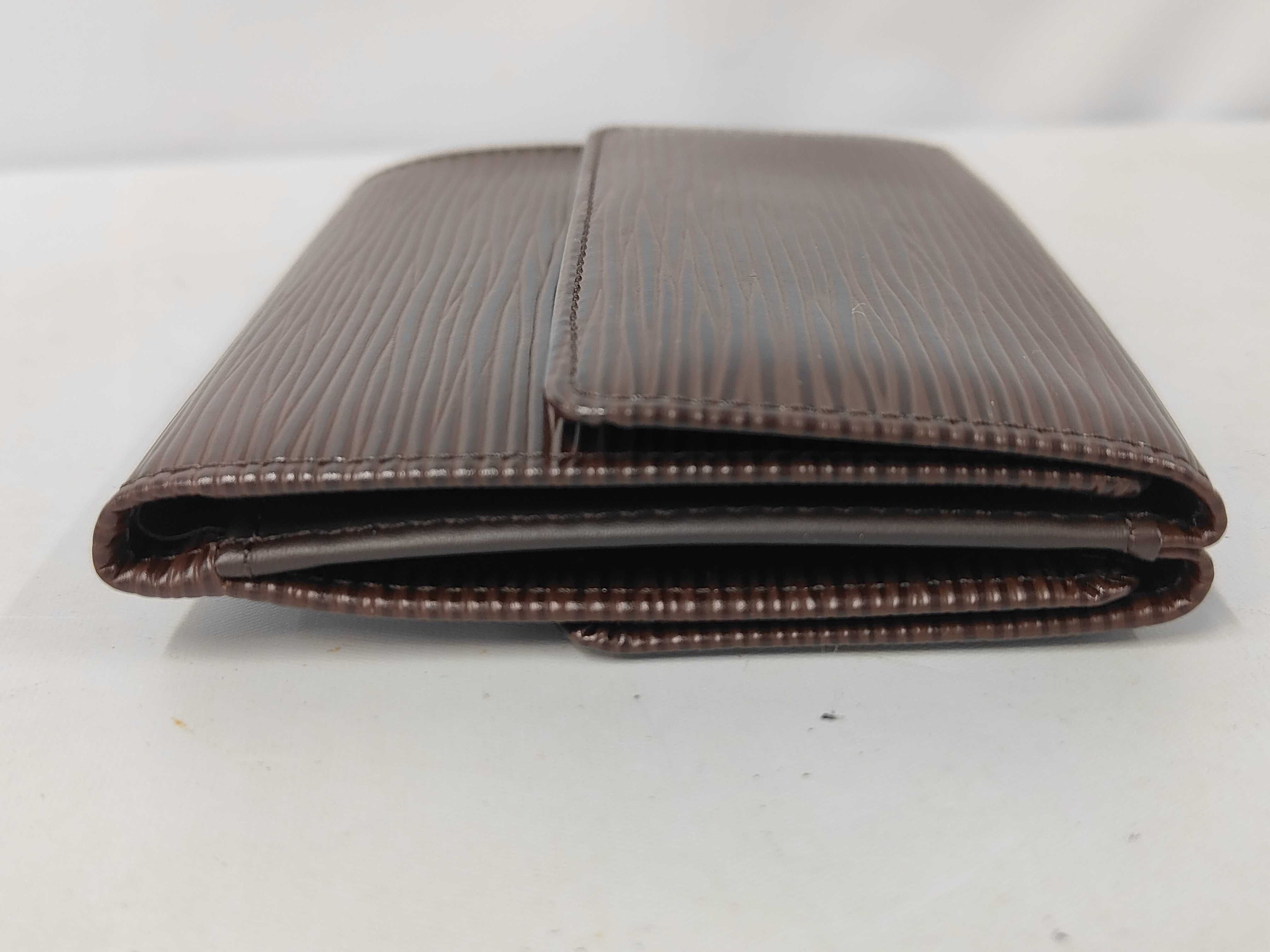Epi Leather Double Snap Closure Brown Wallet — view 5