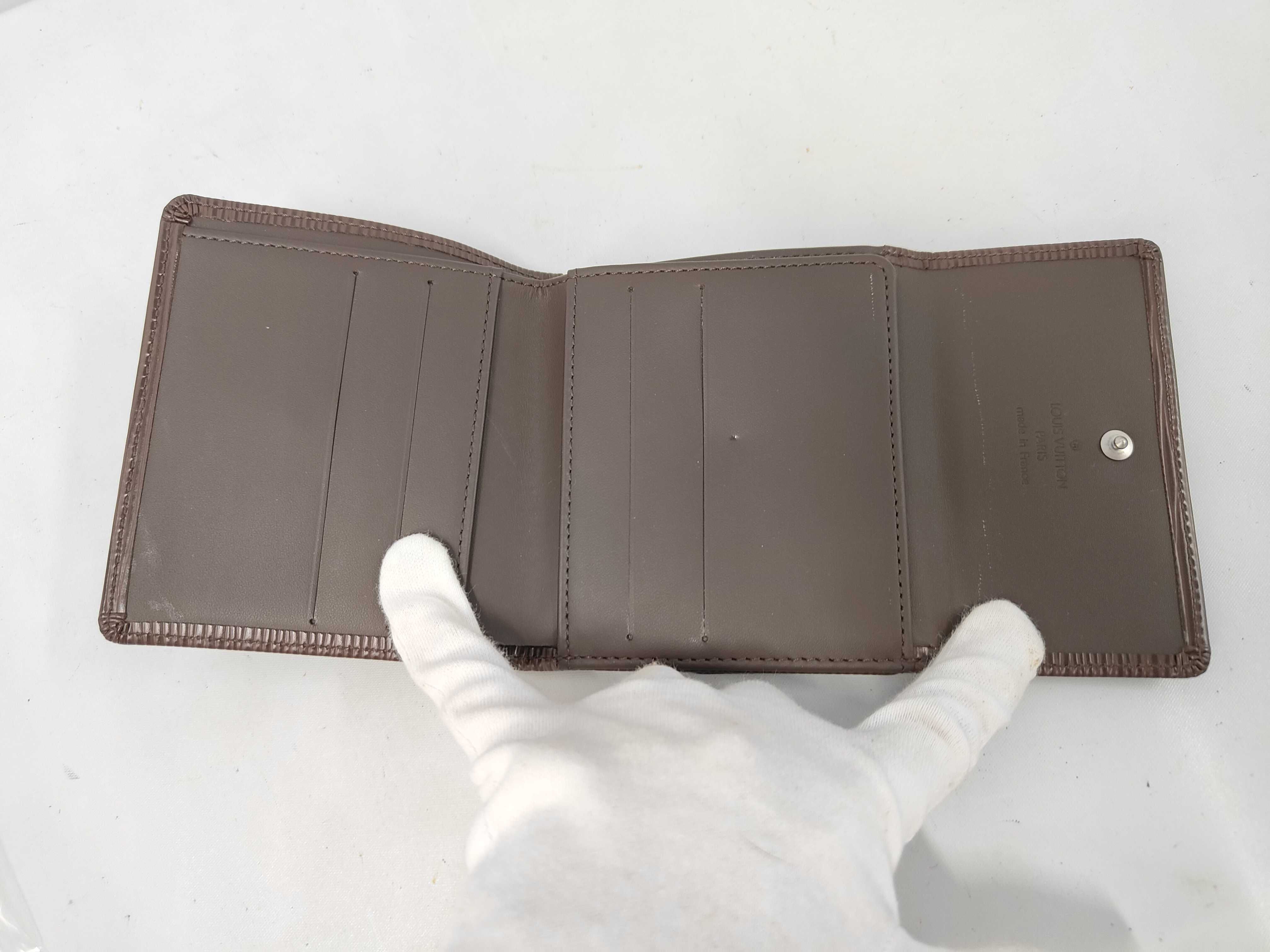 Epi Leather Double Snap Closure Brown Wallet — view 7
