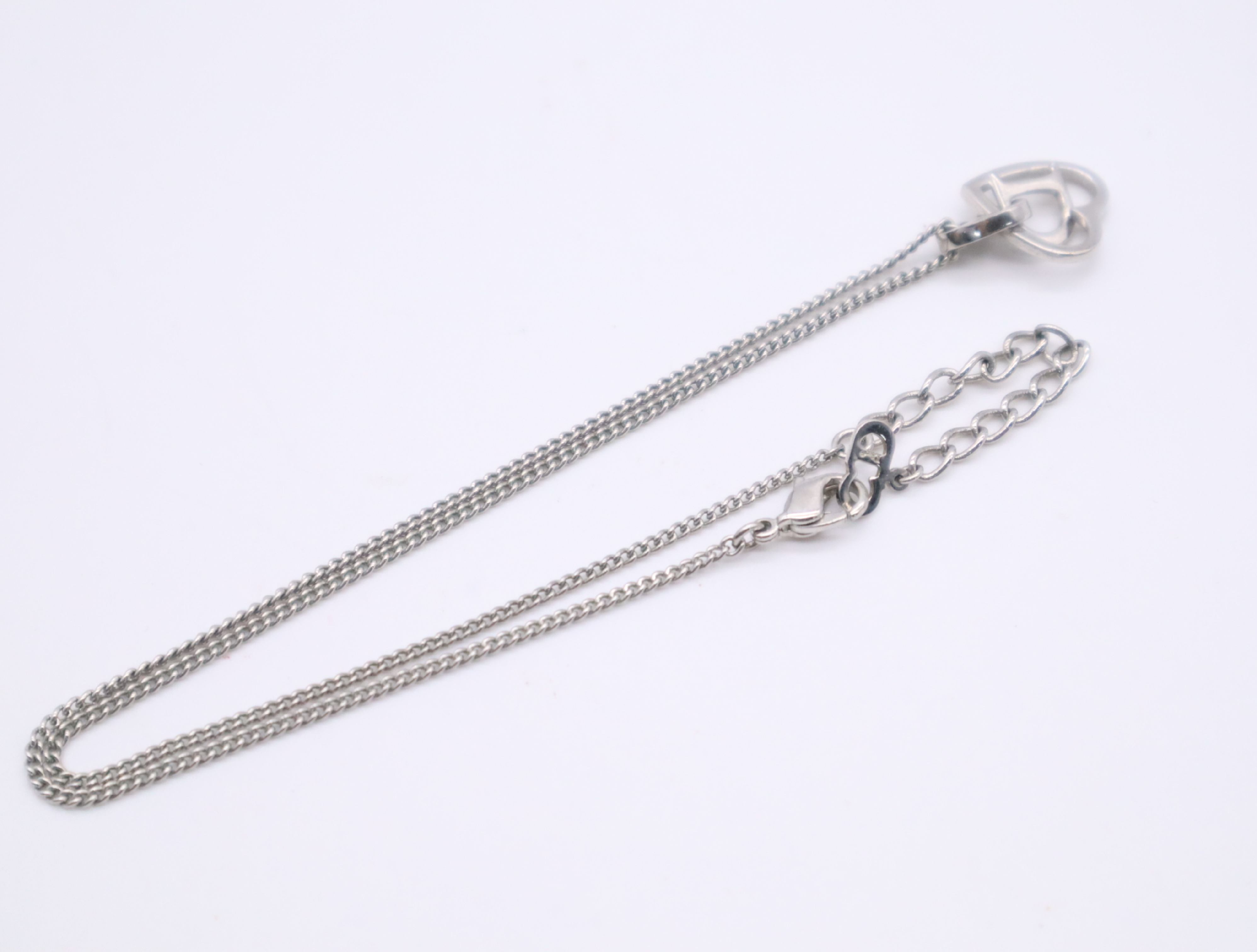 Metal Heart D Logo Necklace, Silver Necklace — view 2