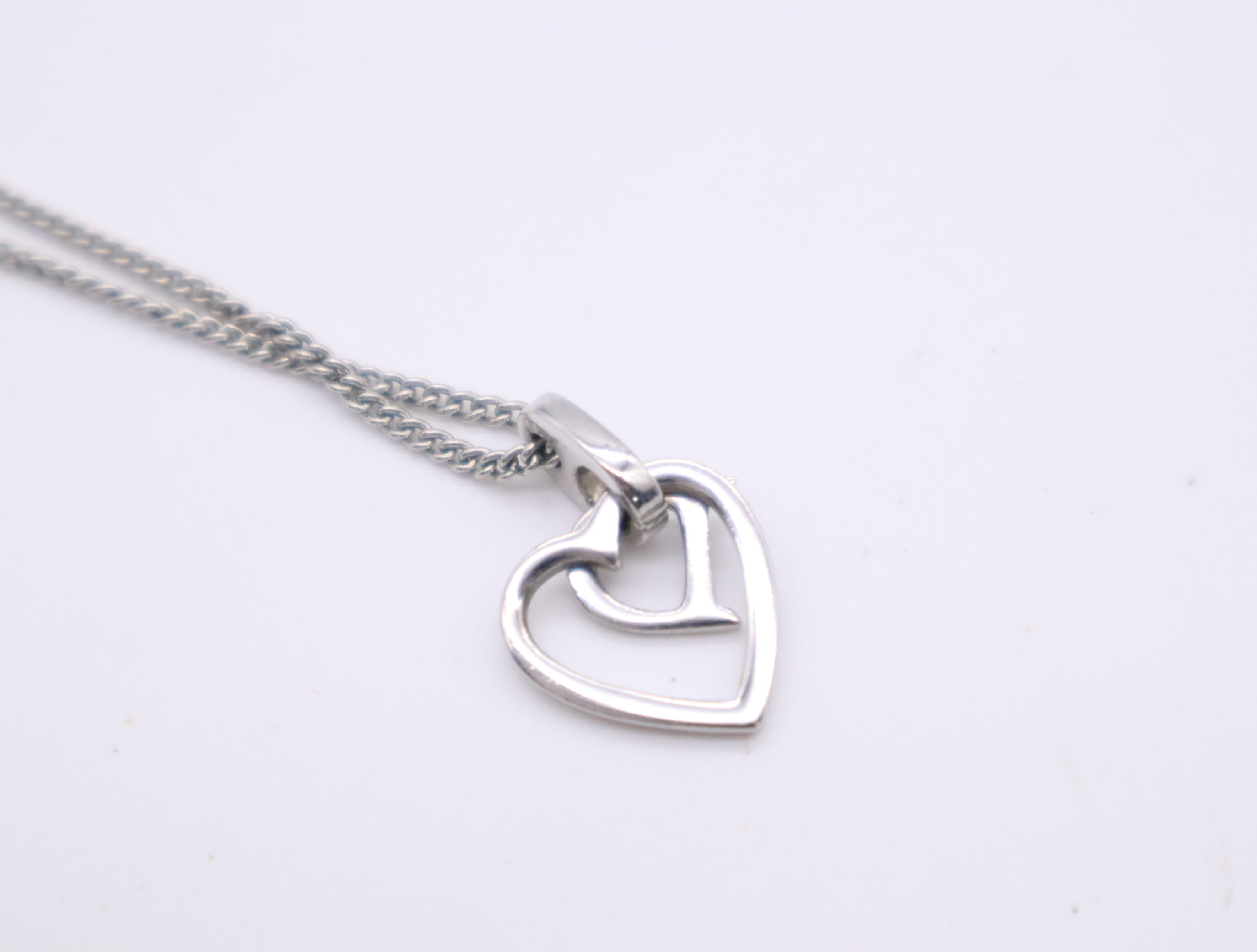 Metal Heart D Logo Necklace, Silver Necklace — view 4