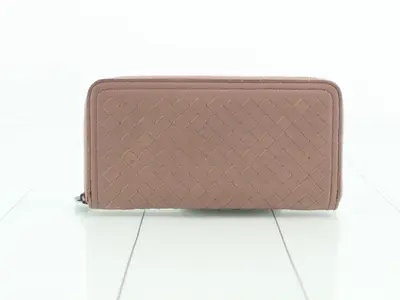 Intrecciato long wallet, round zipper
