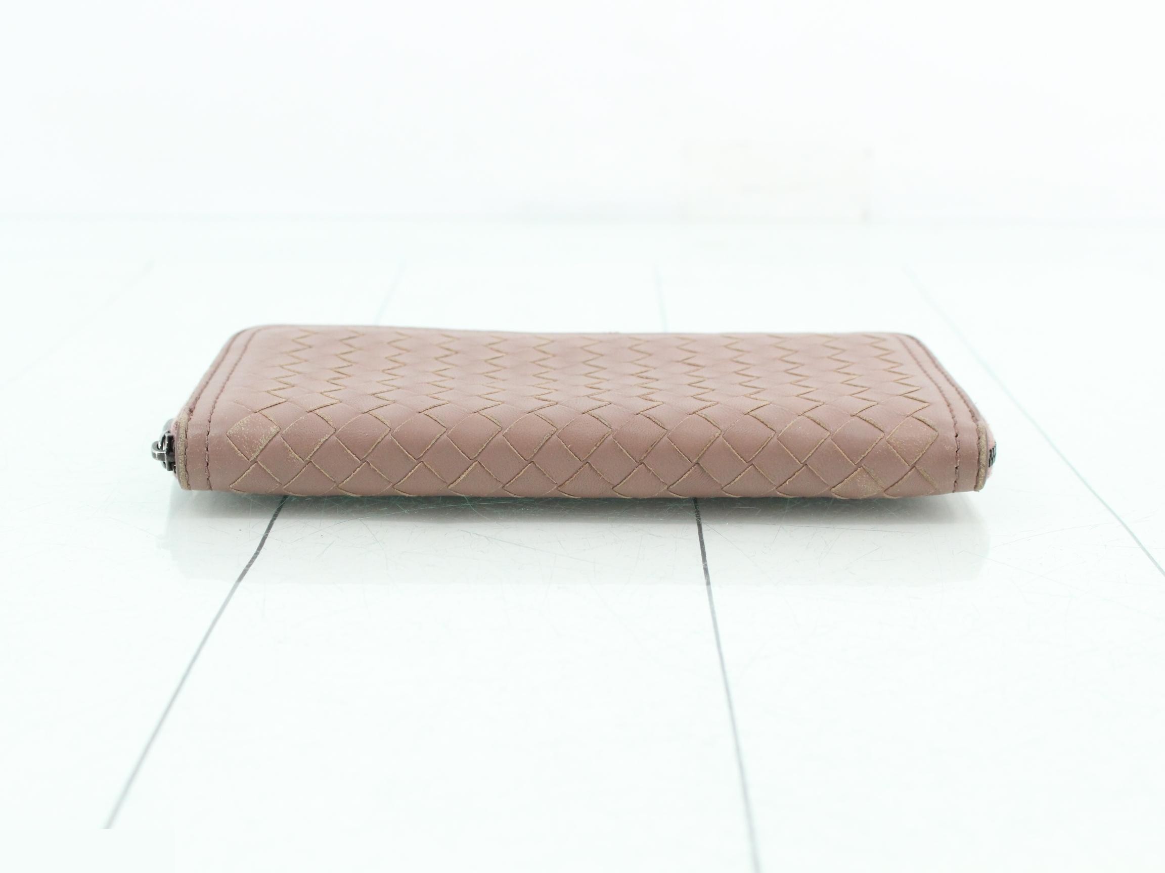 Intrecciato long wallet, round zipper — view 3