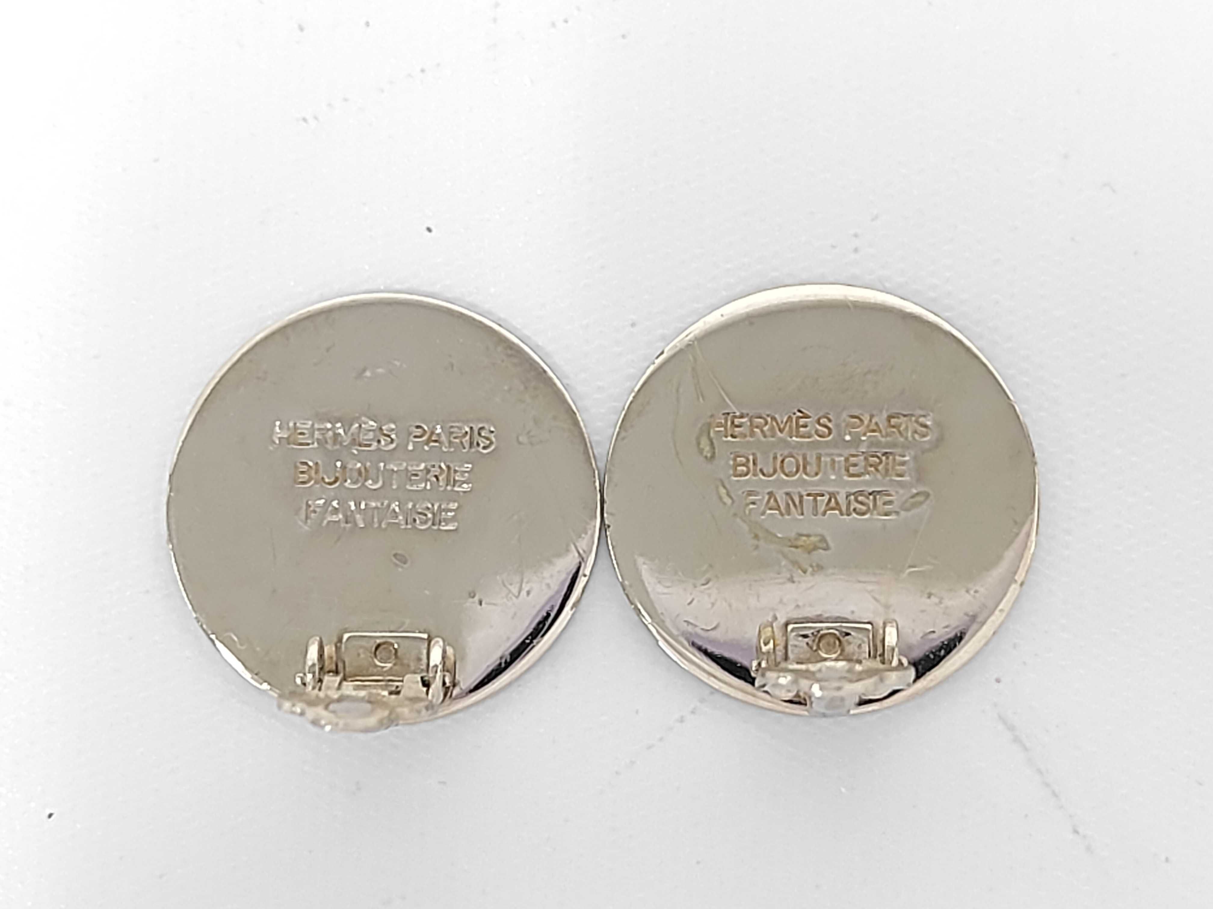 Sellier Earrings, Silver Hardware, Hermes Earrings — view 2