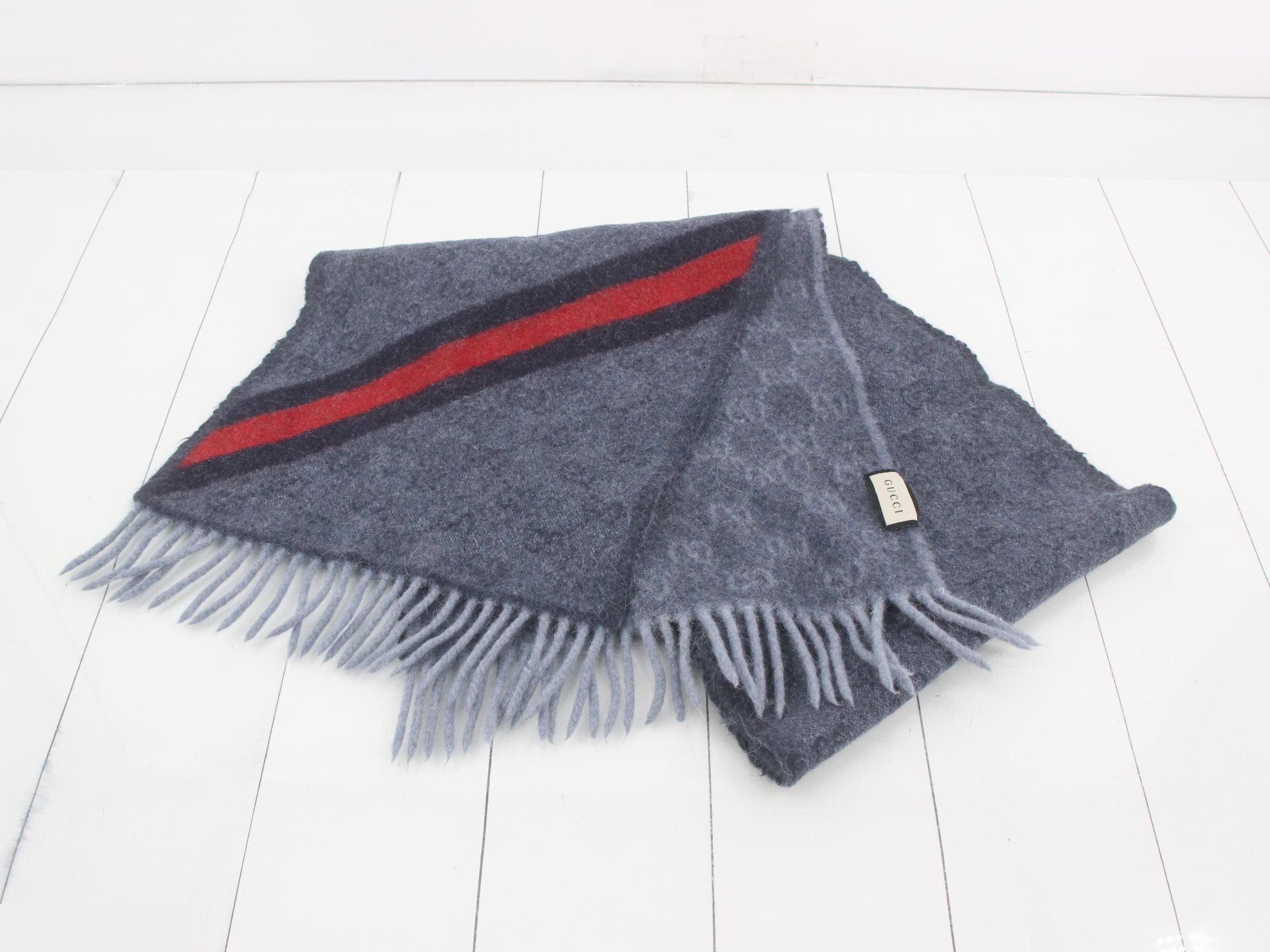 New tag GG pattern scarf diagonal Sherry gray — view 2