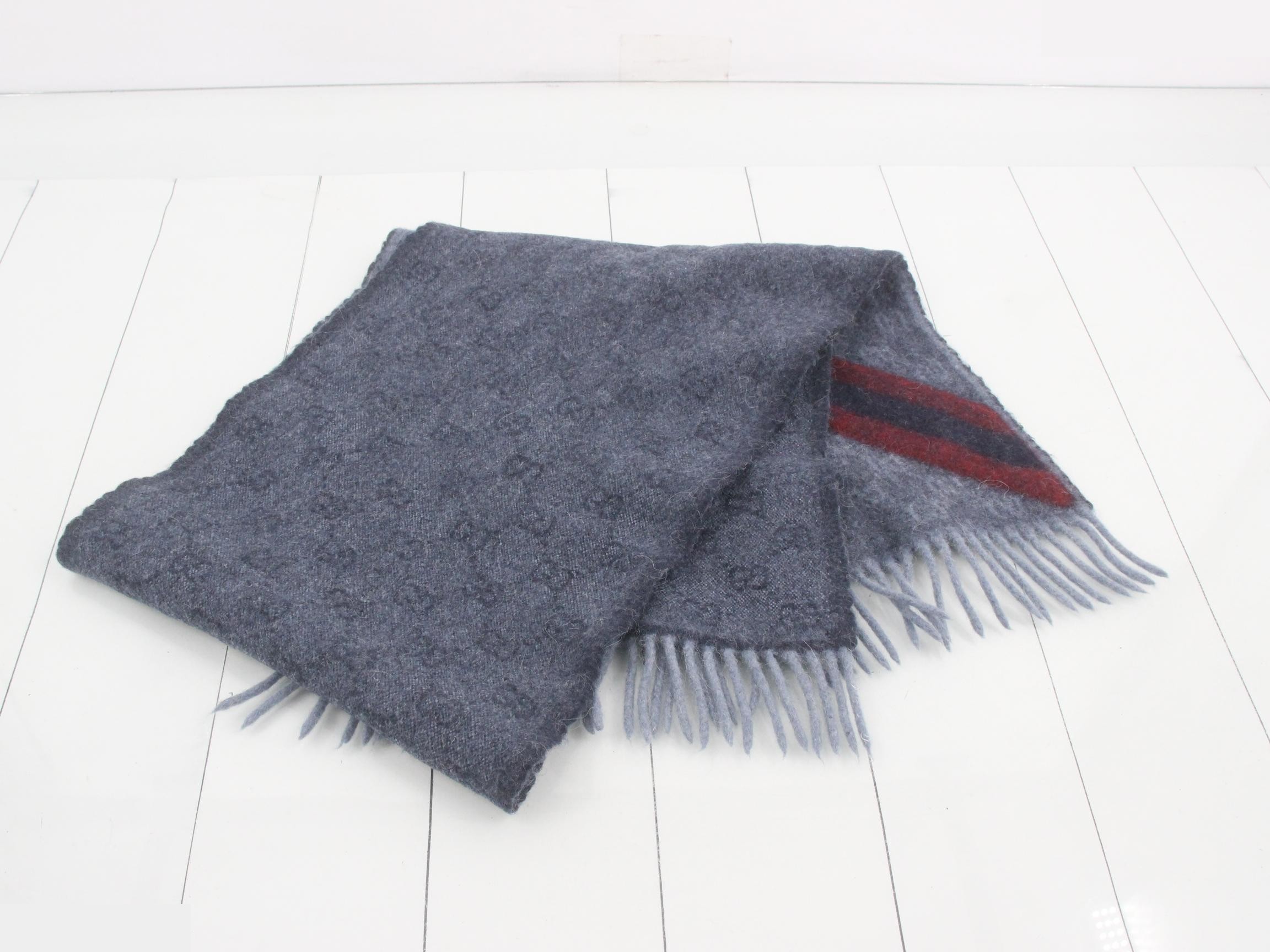 New tag GG pattern scarf diagonal Sherry gray — view 3
