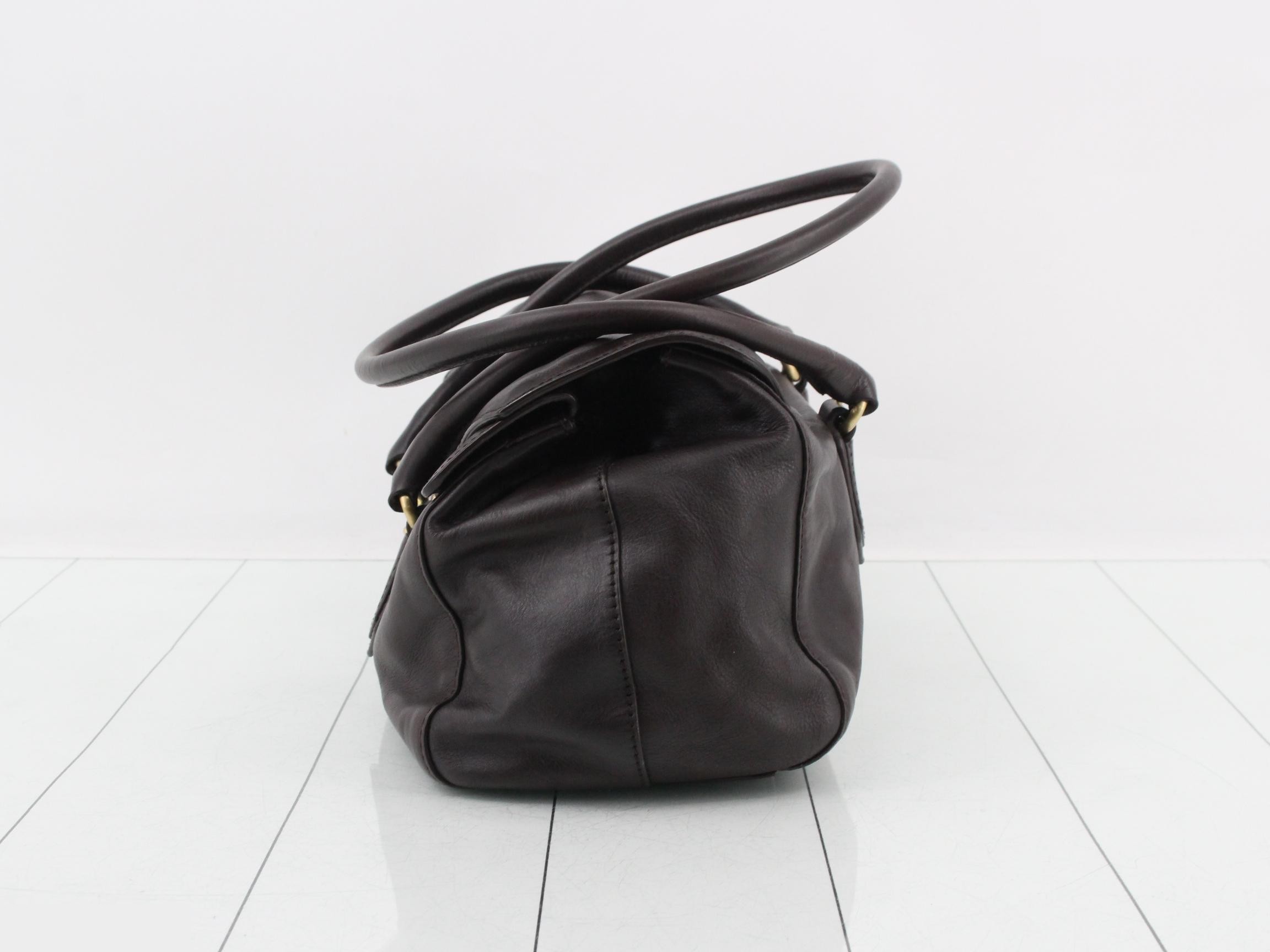 Leather semi-shoulder bag, dark brown — view 3