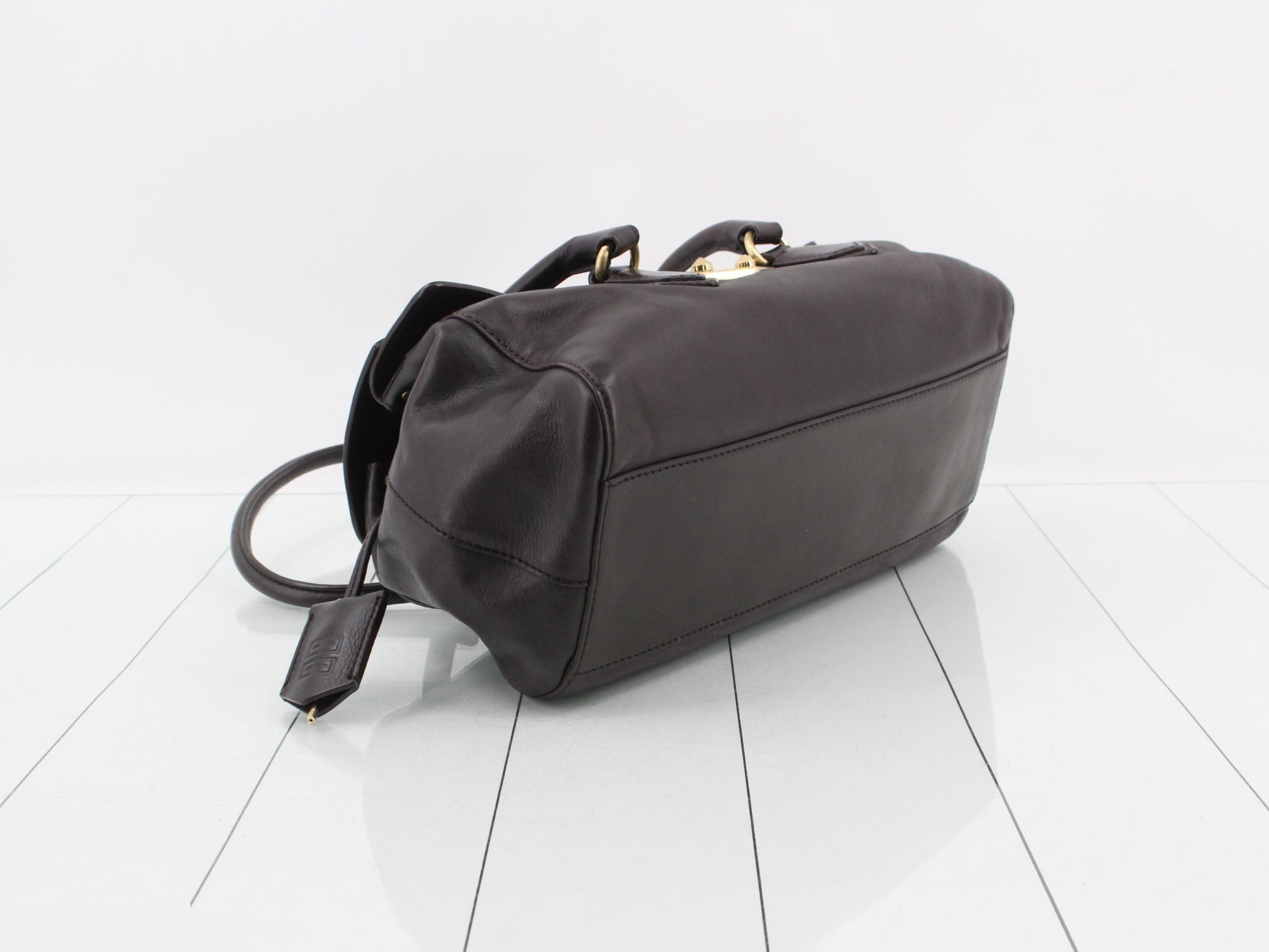 Leather semi-shoulder bag, dark brown — view 5