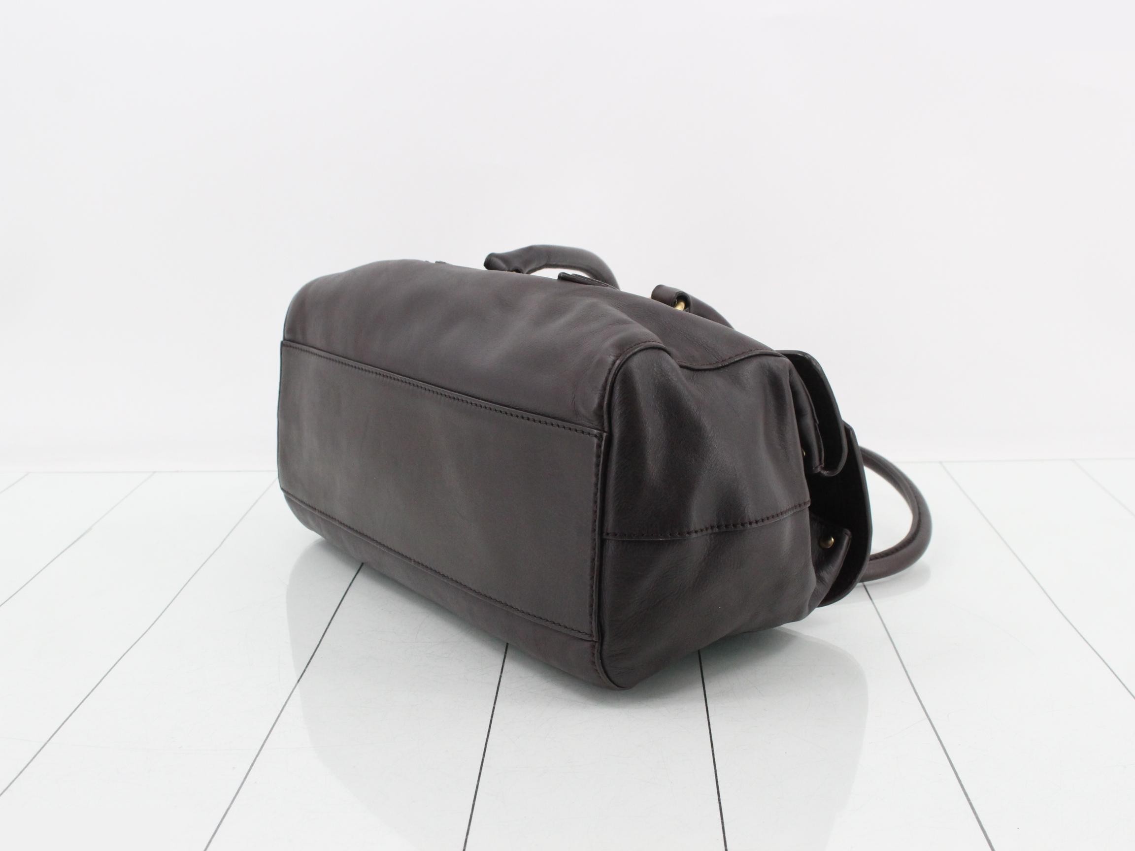 Leather semi-shoulder bag, dark brown — view 6