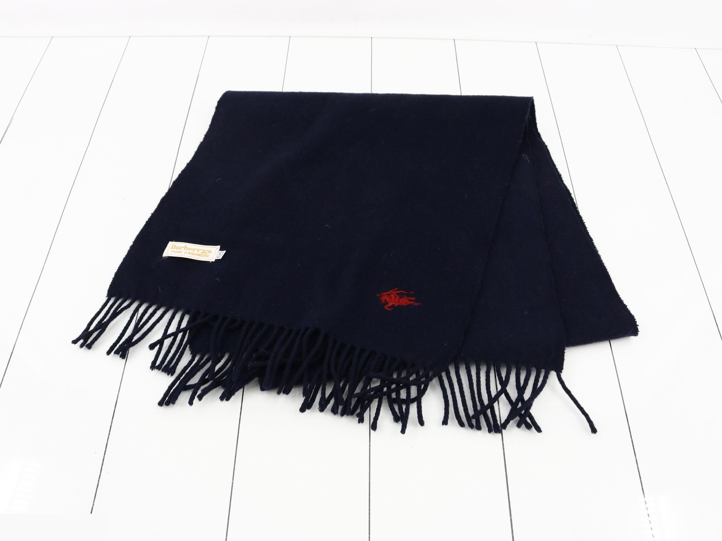 Horse Mark Cashmere Scarf, Navy — view 2