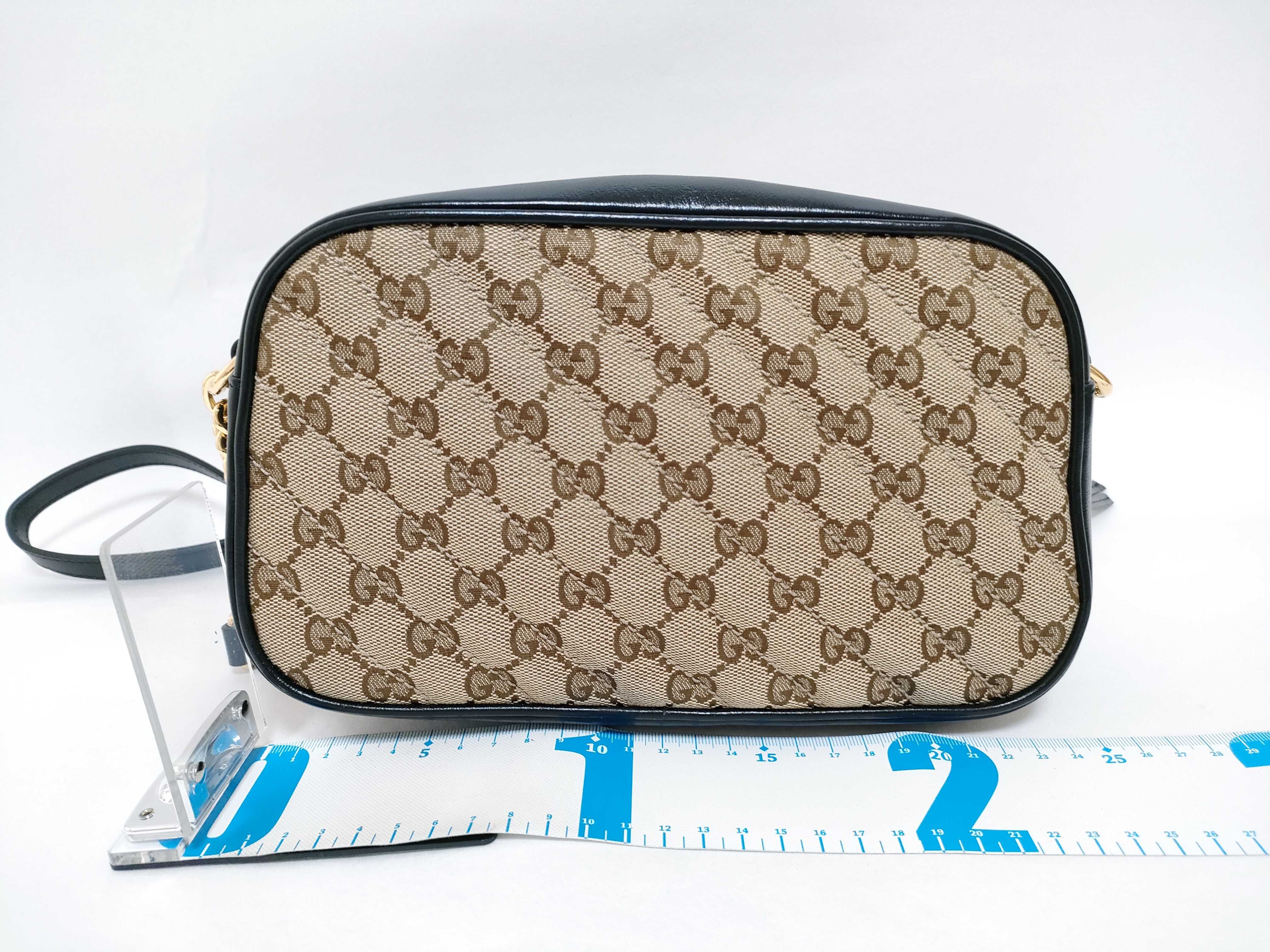 GG Canvas Gucci GG Marmont Leather x Canvas Chain Shoulder Bag Black 447632 Shoulder Bag — view 2