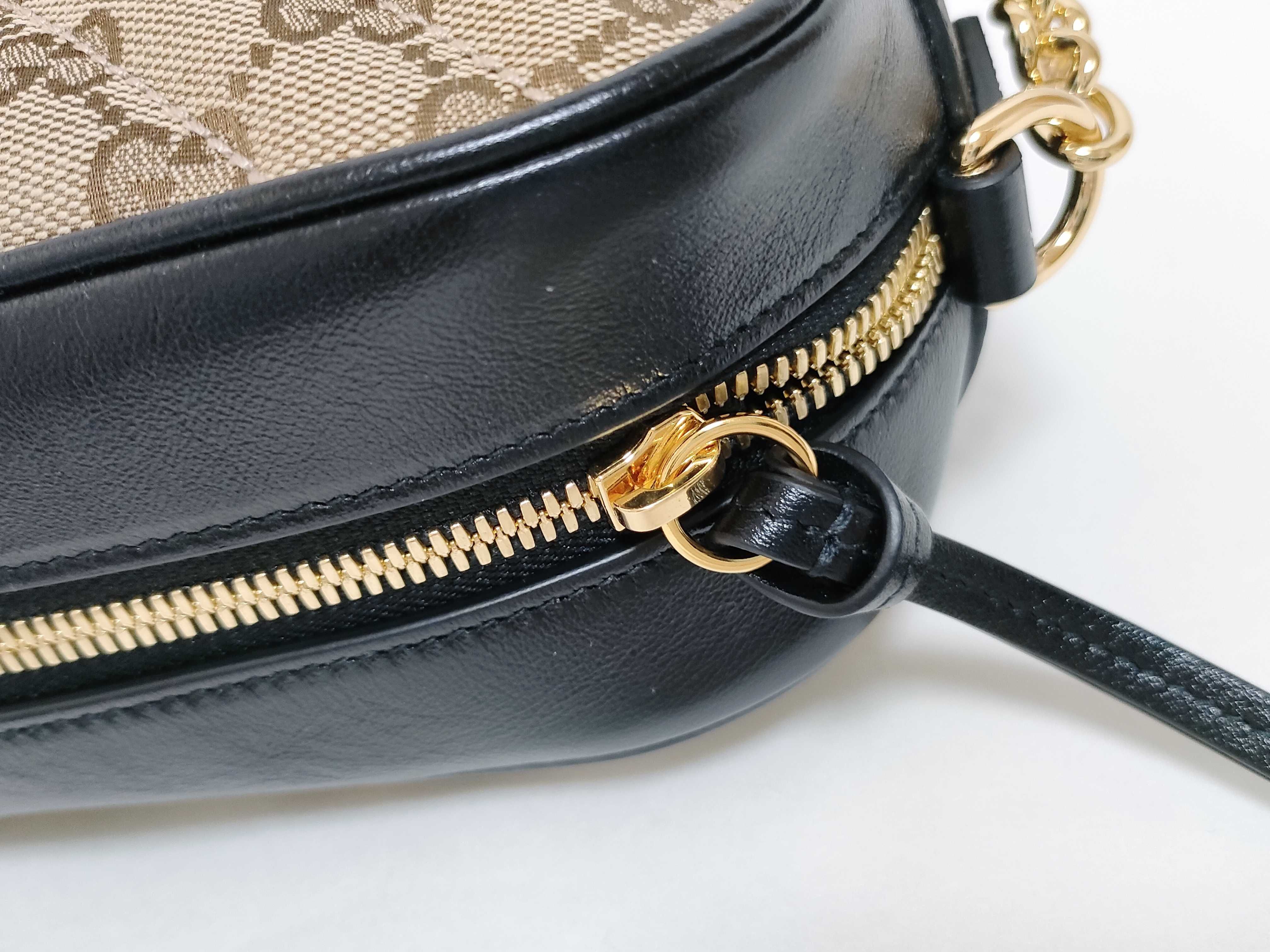 GG Canvas Gucci GG Marmont Leather x Canvas Chain Shoulder Bag Black 447632 Shoulder Bag — view 14
