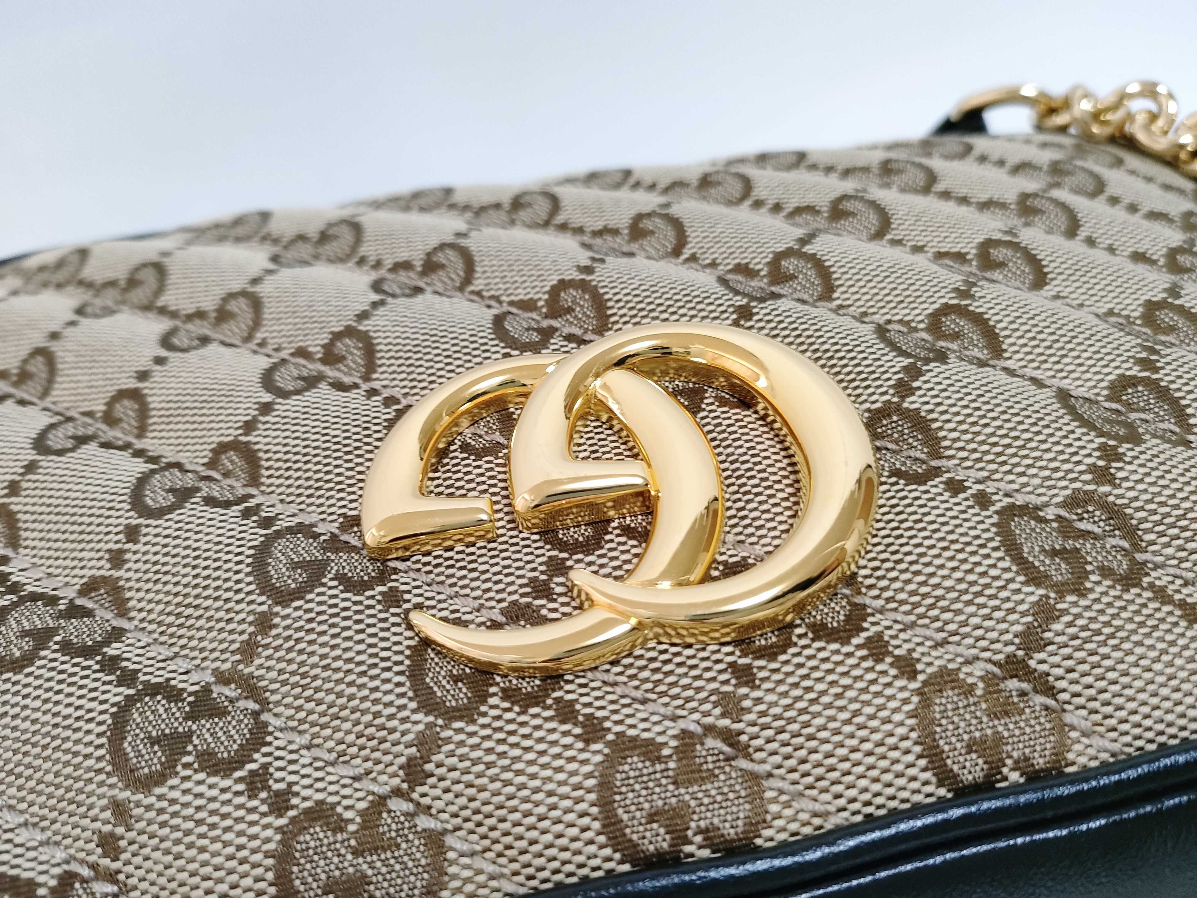 GG Canvas Gucci GG Marmont Leather x Canvas Chain Shoulder Bag Black 447632 Shoulder Bag — view 15