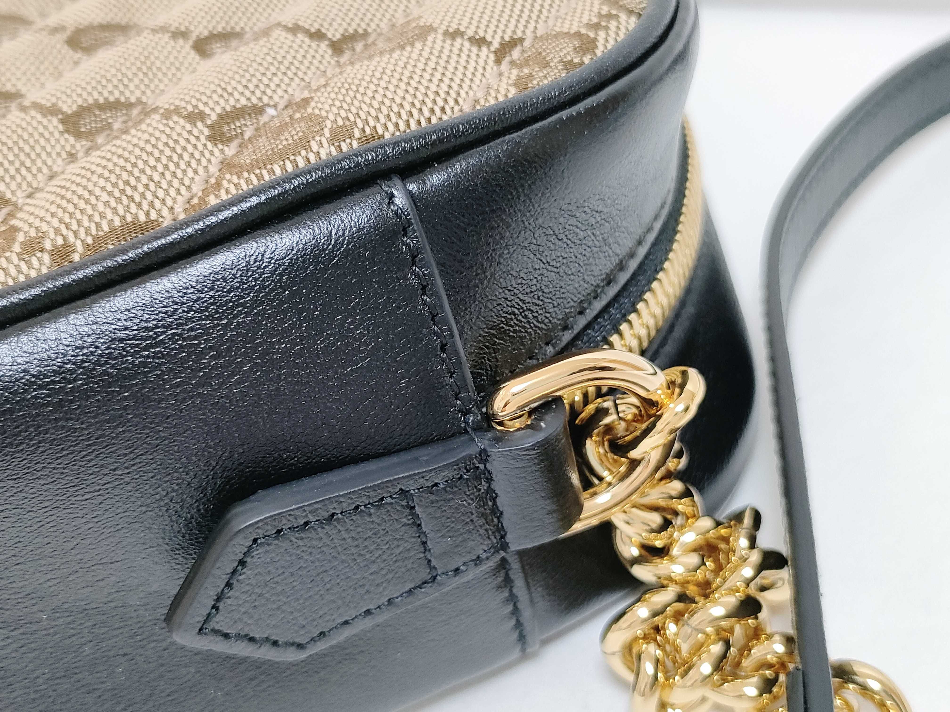 GG Canvas Gucci GG Marmont Leather x Canvas Chain Shoulder Bag Black 447632 Shoulder Bag — view 5