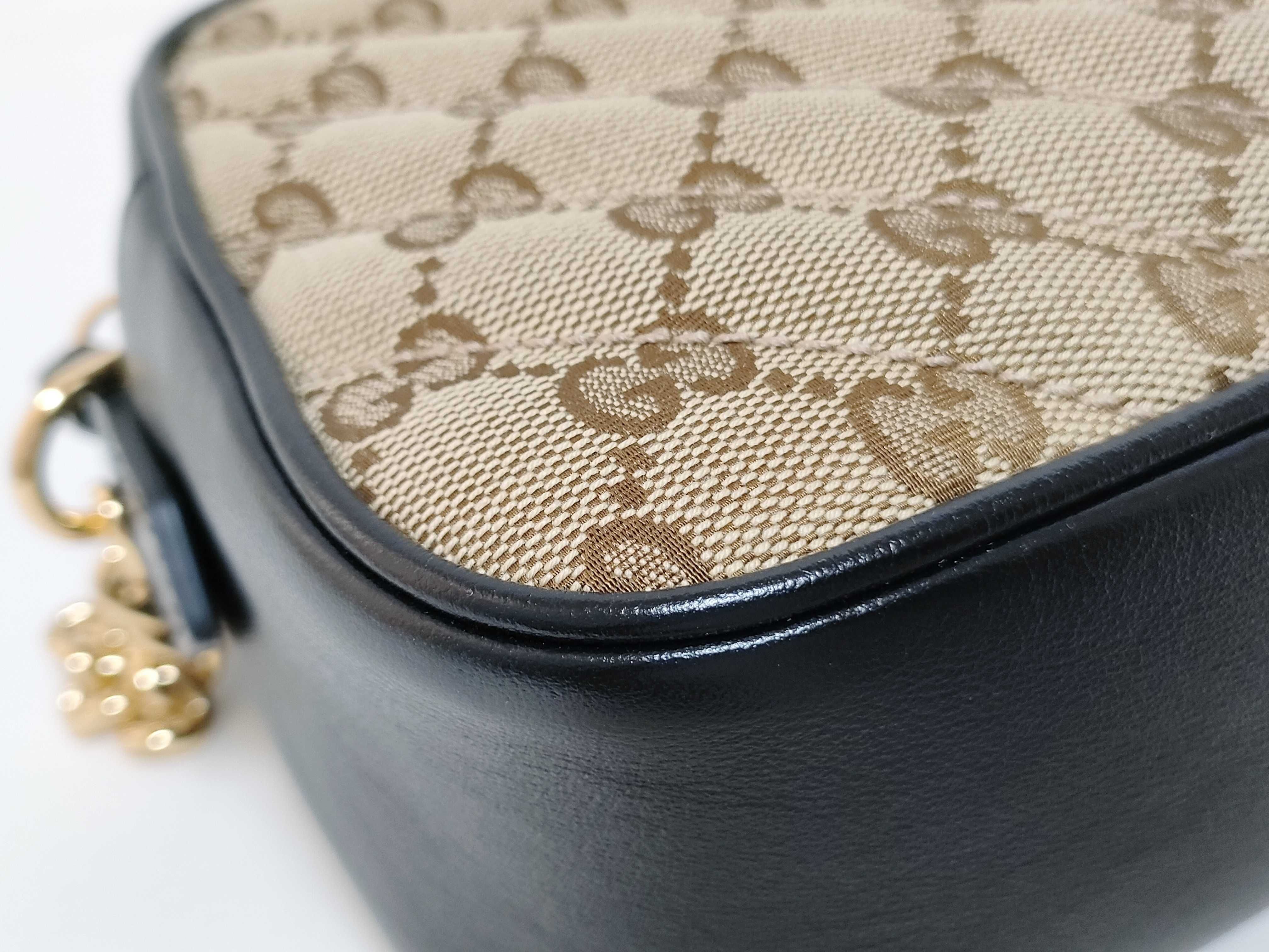 GG Canvas Gucci GG Marmont Leather x Canvas Chain Shoulder Bag Black 447632 Shoulder Bag — view 7