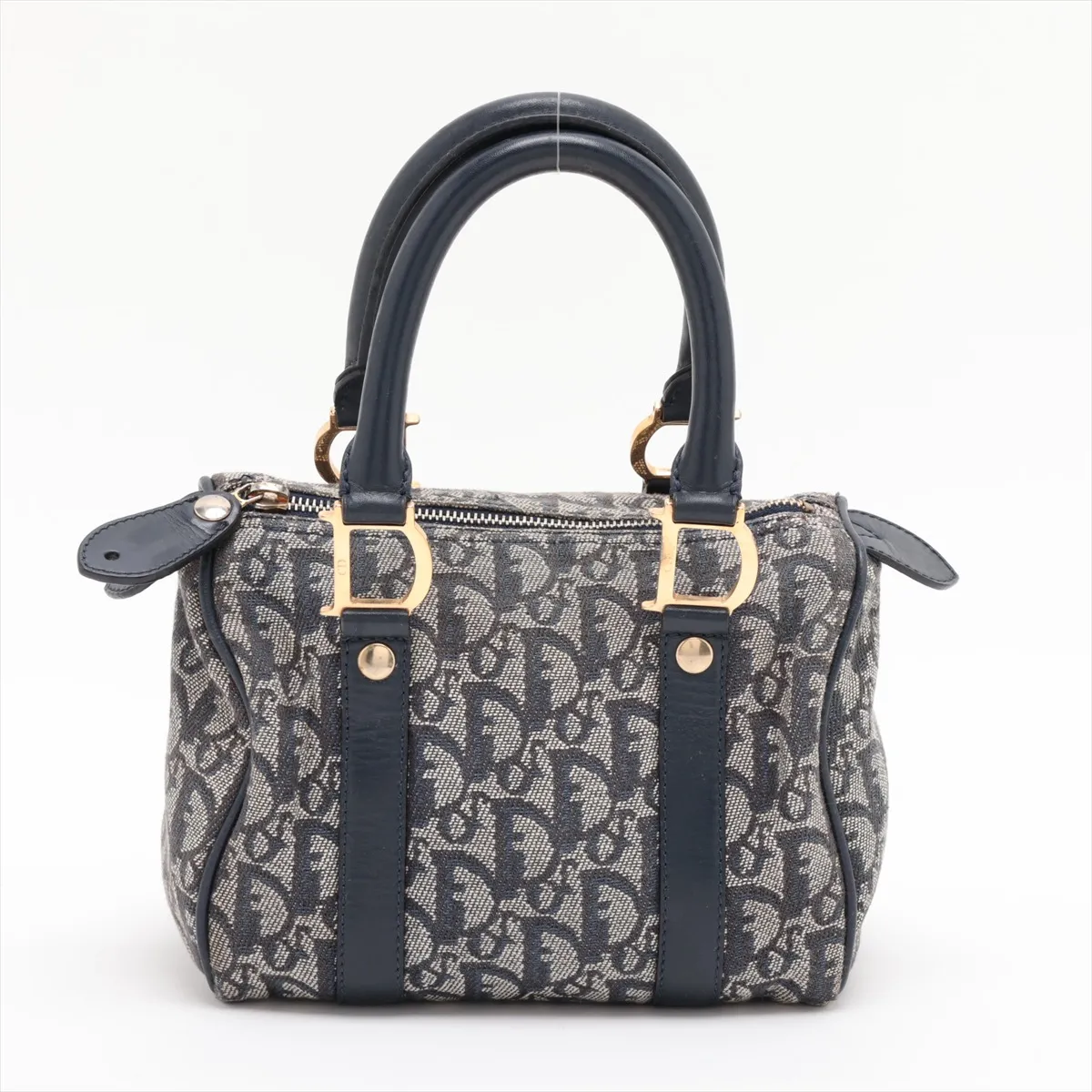 Trotter Canvas x Leather Handbag, Navy