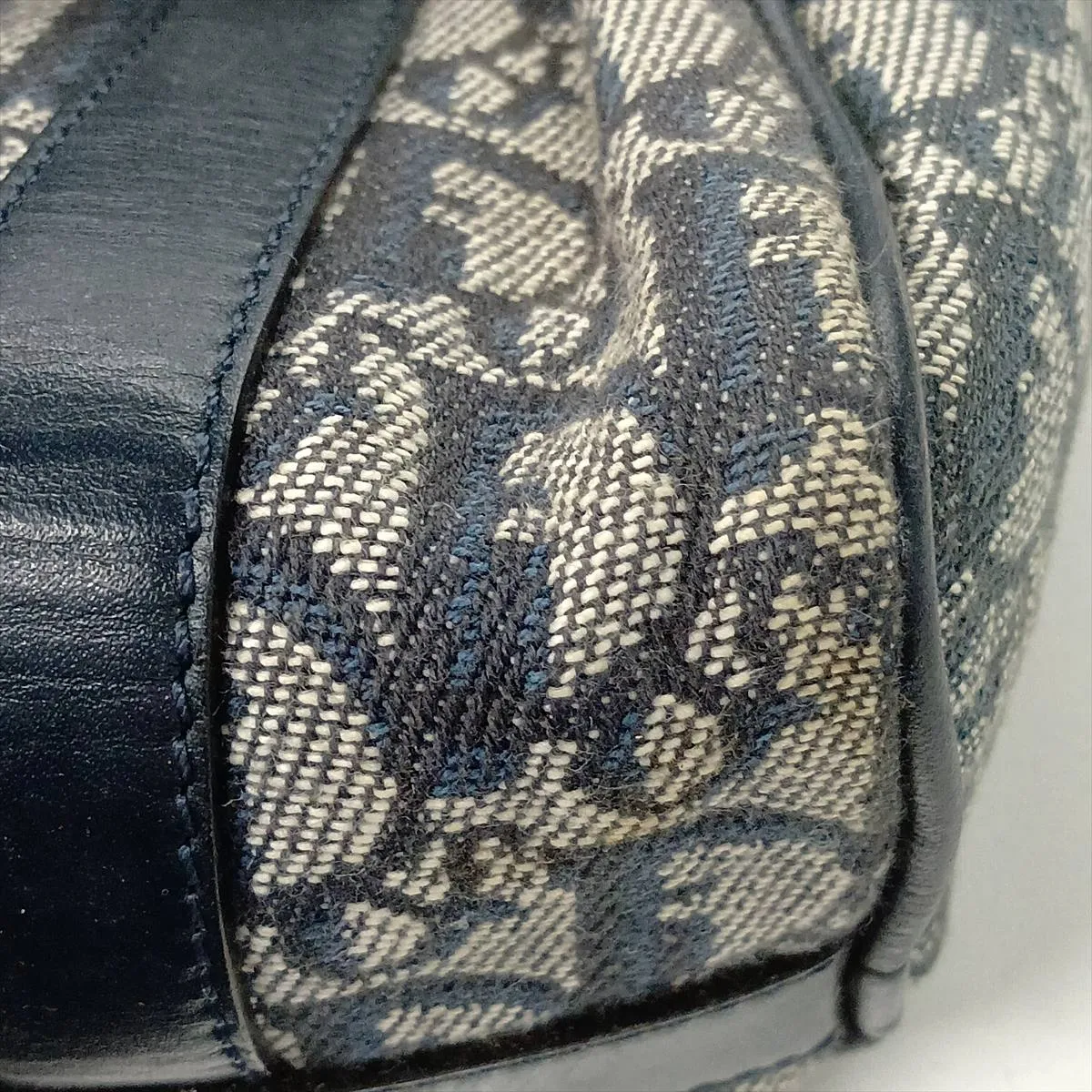 Trotter Canvas x Leather Handbag, Navy — view 13