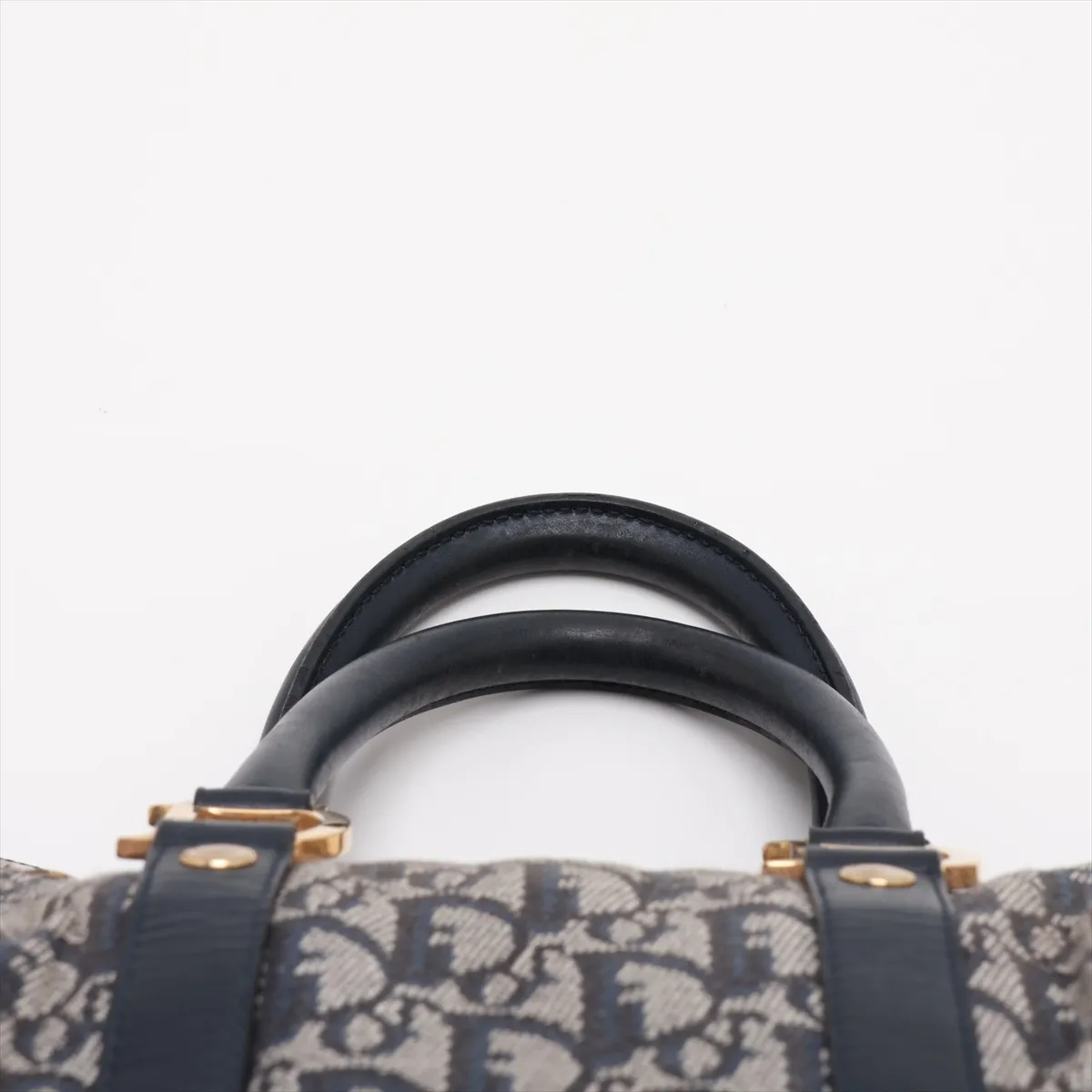 Trotter Canvas x Leather Handbag, Navy — view 6