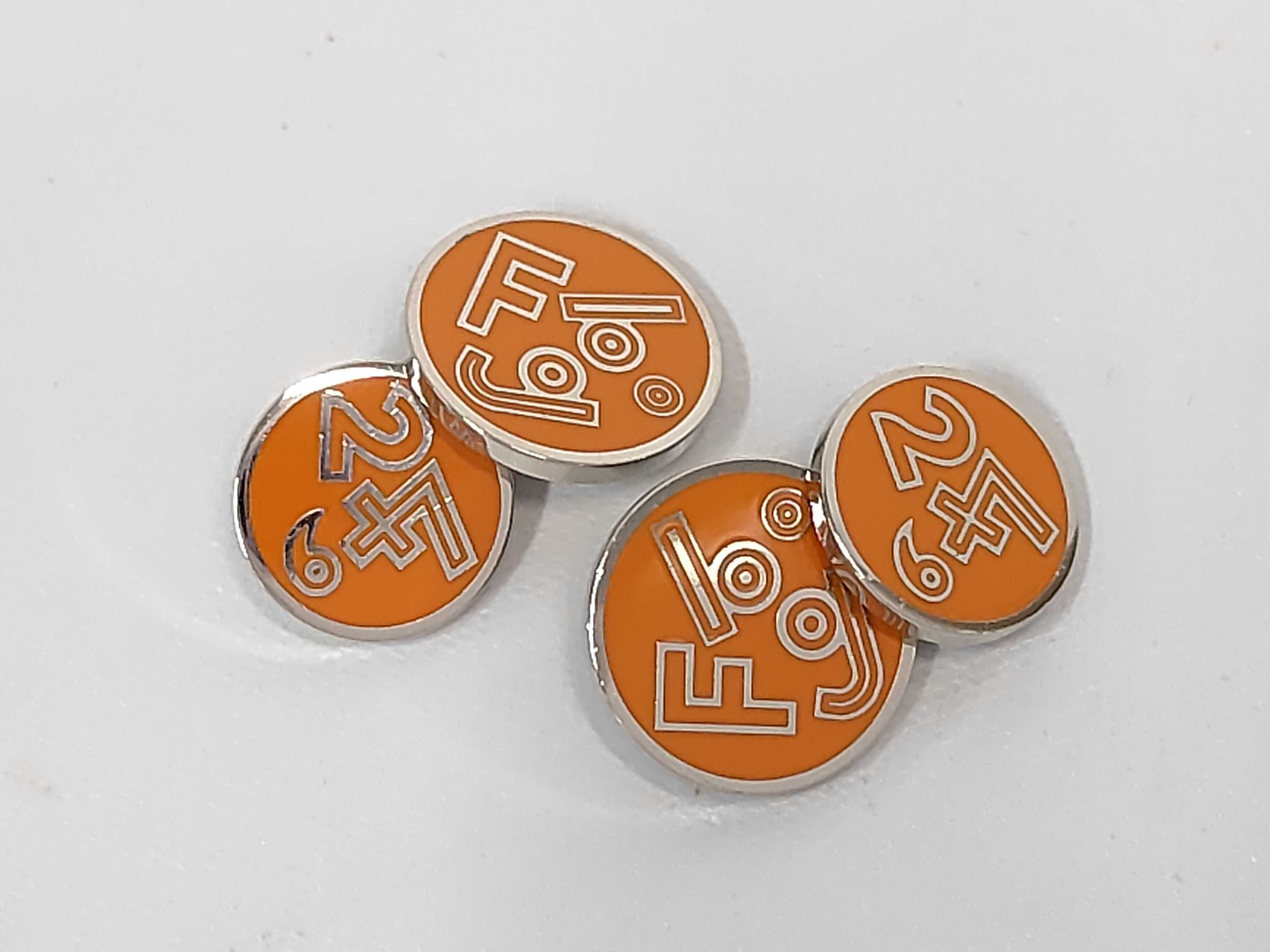 Cufflinks, Orange with Silver Hardware, Hermes Tie Clip & Cufflinks