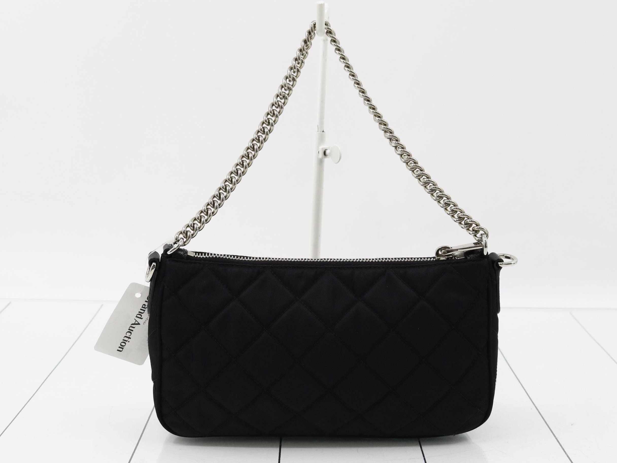 Shoulder bag, nylon/leather, black — view 2