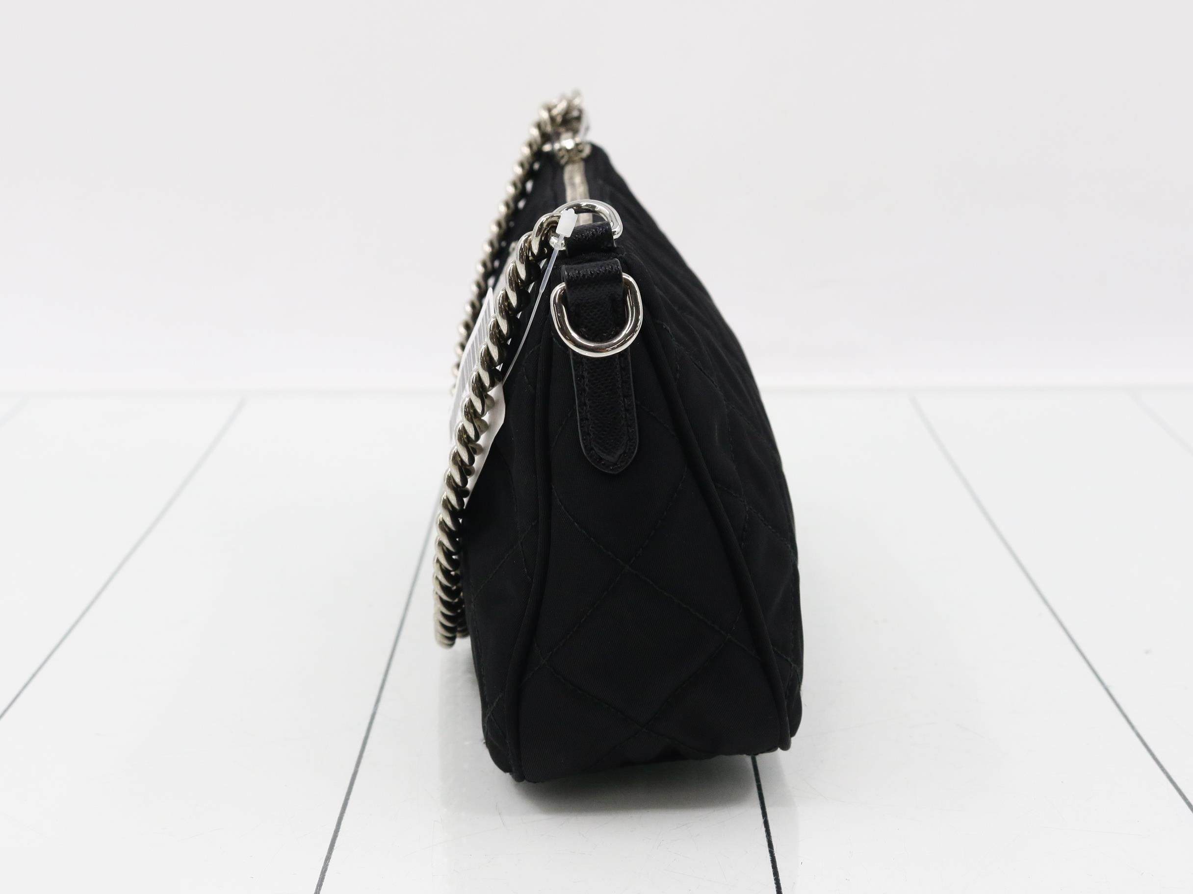 Shoulder bag, nylon/leather, black — view 3