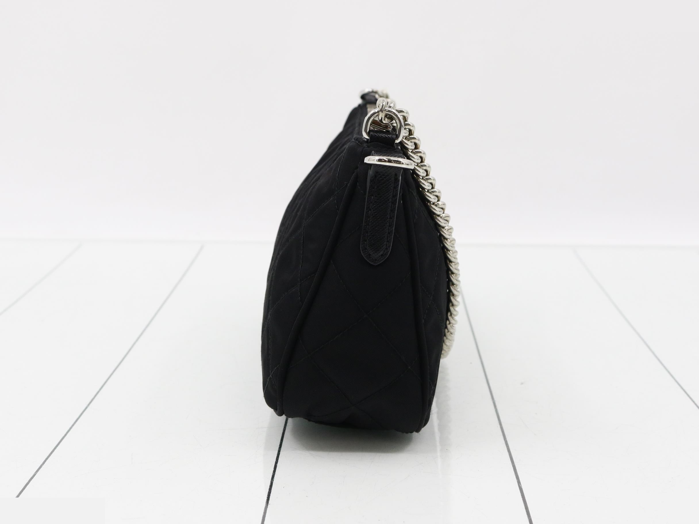 Shoulder bag, nylon/leather, black — view 4