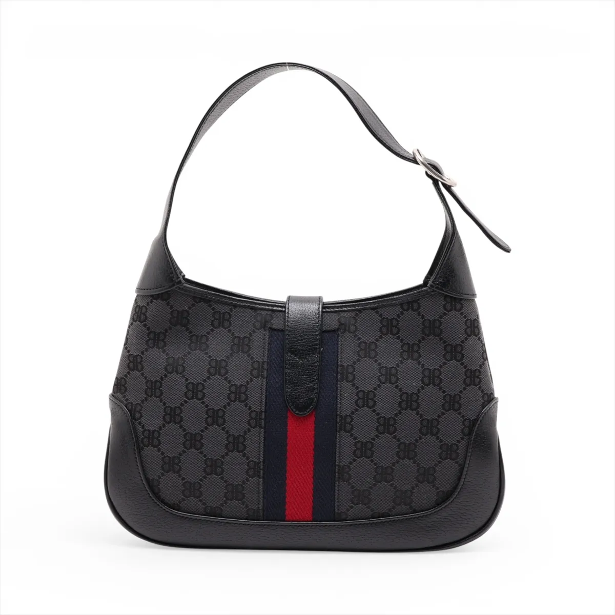 x Balenciaga Jackie Canvas x Leather Shoulder Bag, Black — view 2