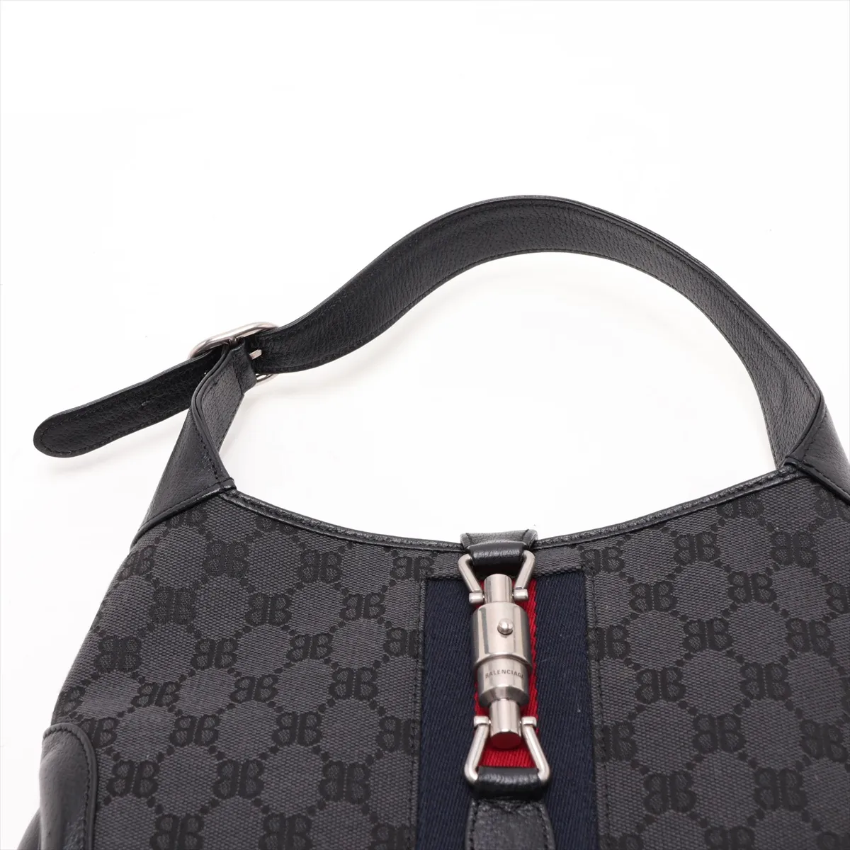 x Balenciaga Jackie Canvas x Leather Shoulder Bag, Black — view 6