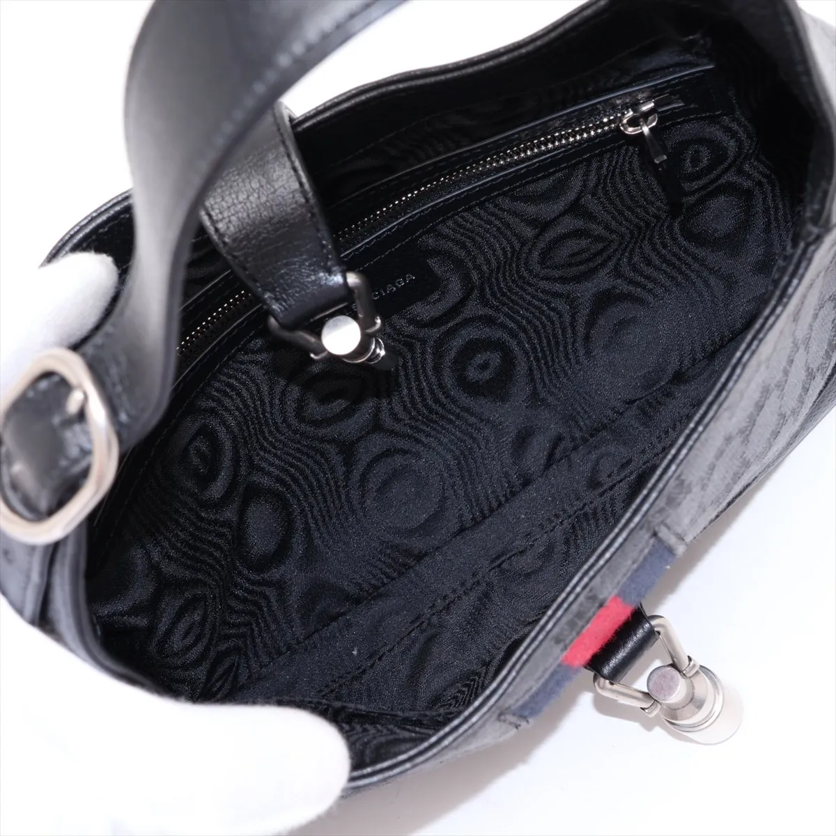 x Balenciaga Jackie Canvas x Leather Shoulder Bag, Black — view 8