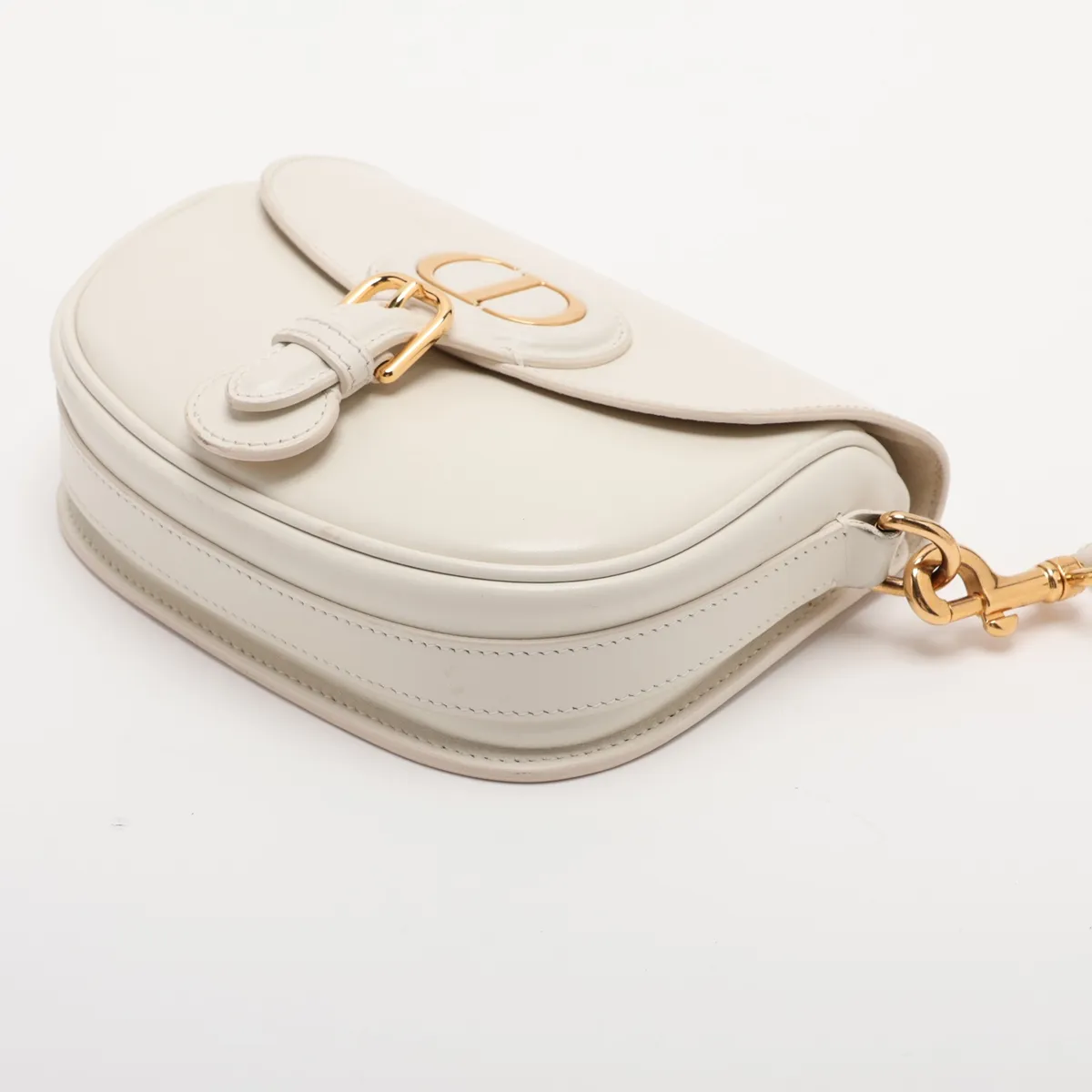 Bobby Leather Shoulder Bag, White — view 3