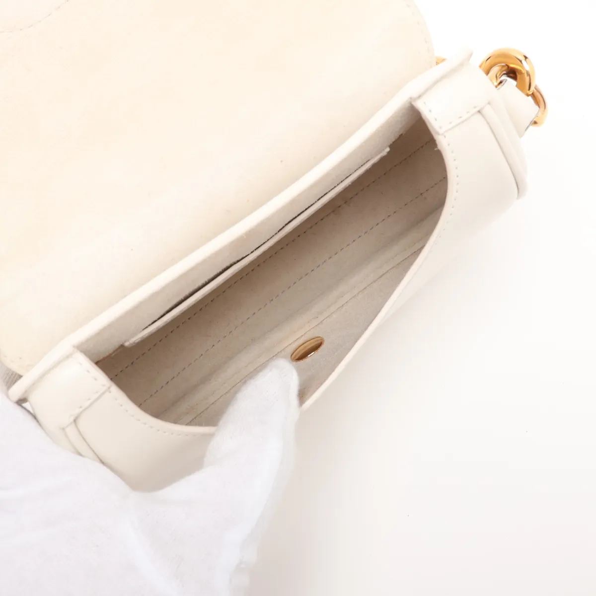 Bobby Leather Shoulder Bag, White — view 6